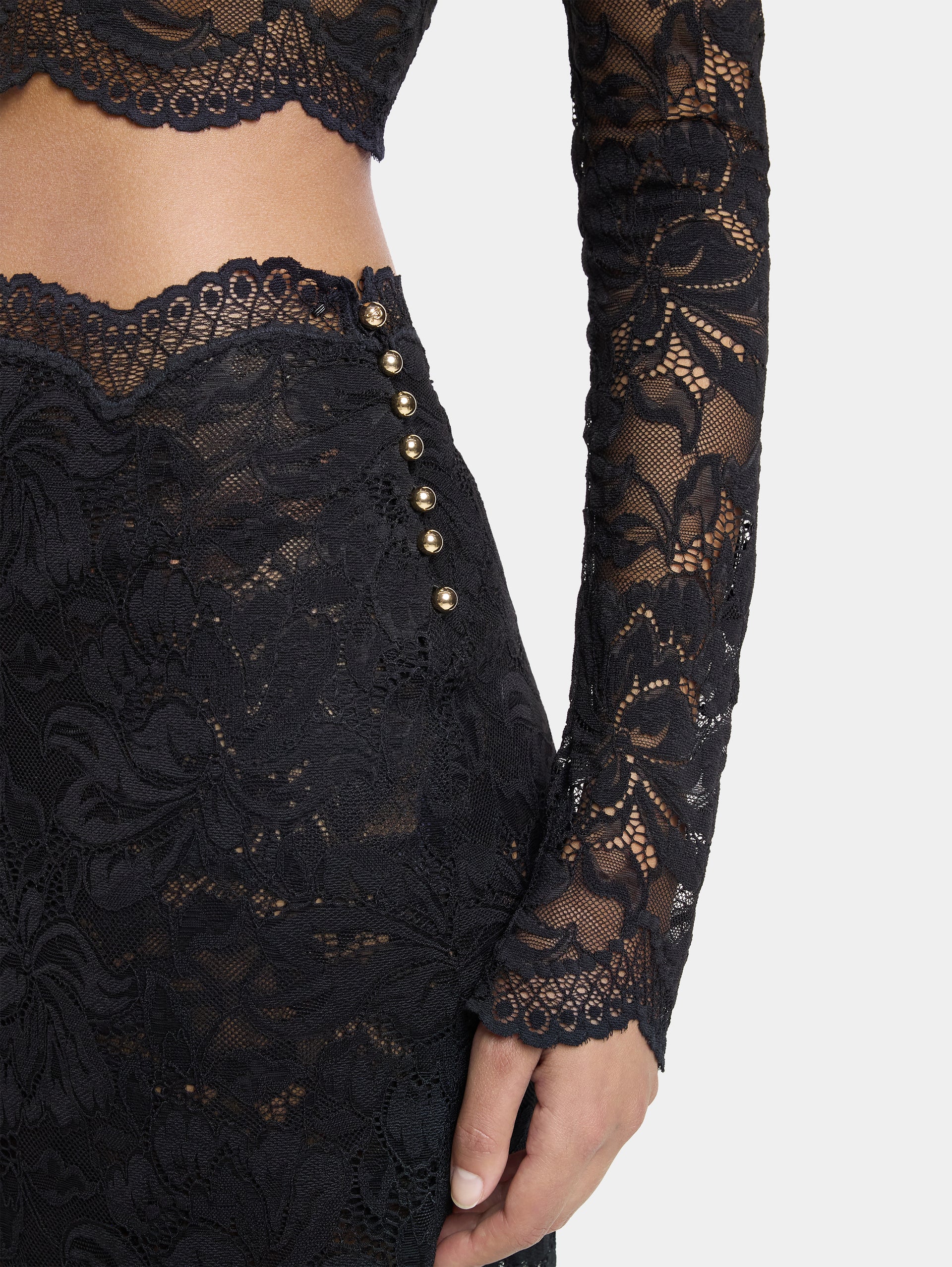 BLACK MIDI-SKIRT IN LACE