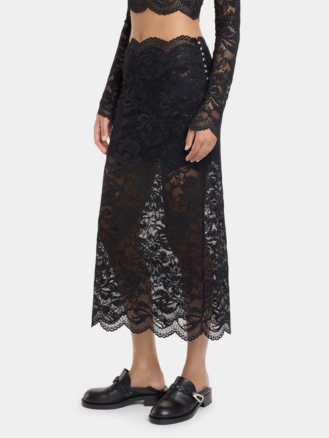 BLACK MIDI-SKIRT IN LACE