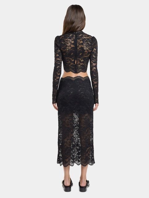 BLACK MIDI-SKIRT IN LACE