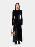 BLACK LONG DRAPED DRESS IN VELVET position 1