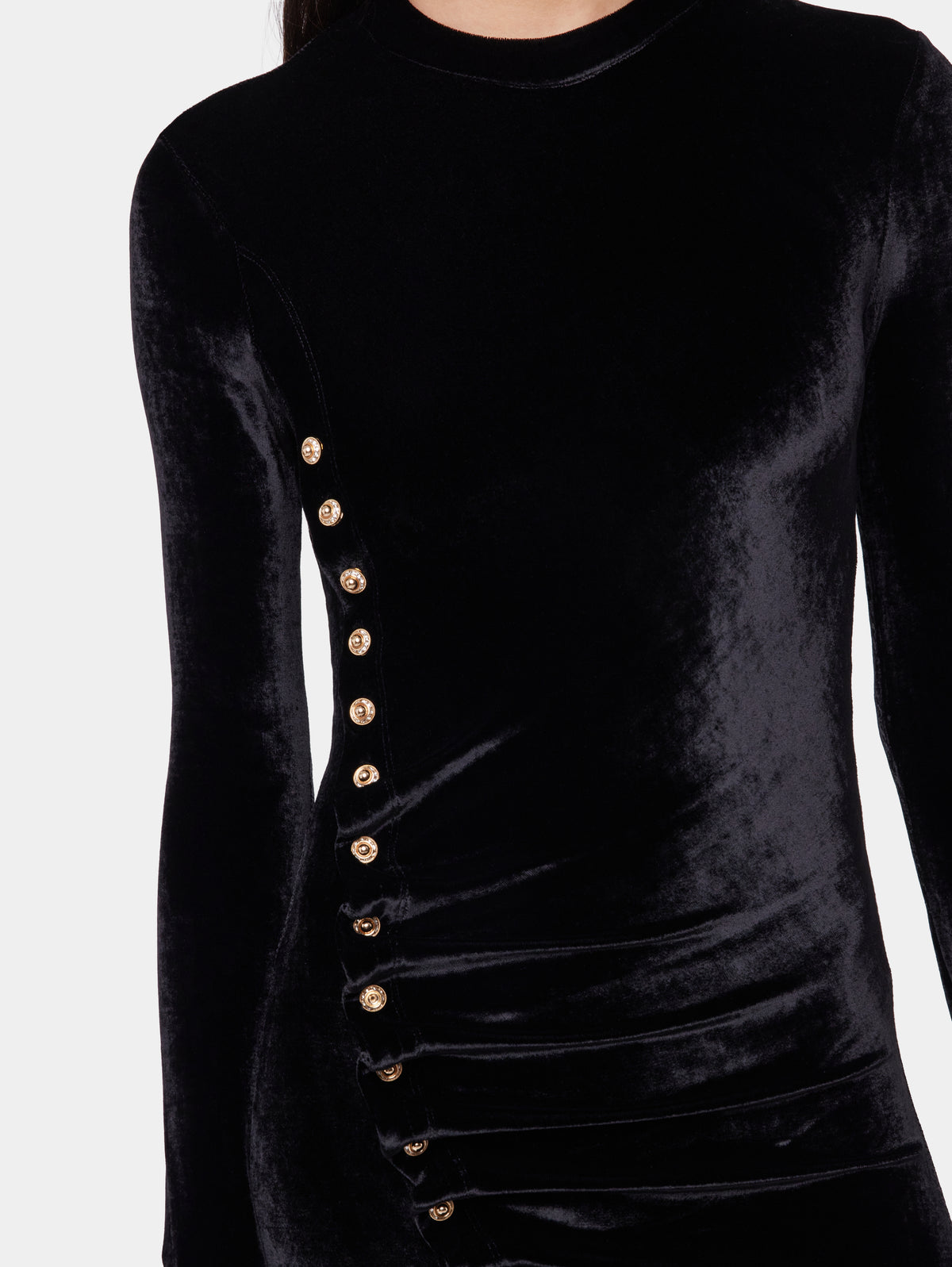 BLACK LONG DRAPED DRESS IN VELVET position 5