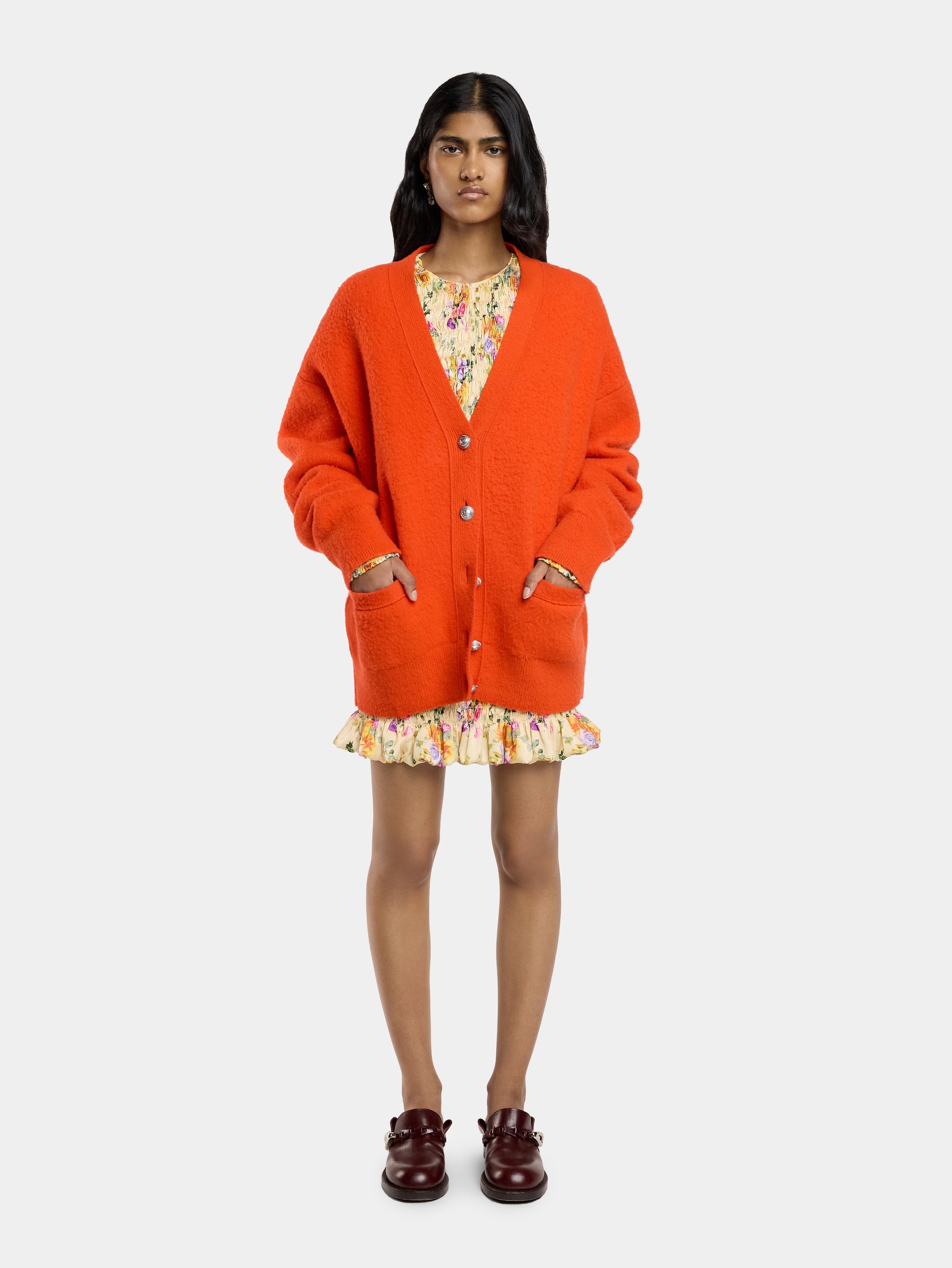 ORANGE OVERSIZED WOOL CARDIGAN