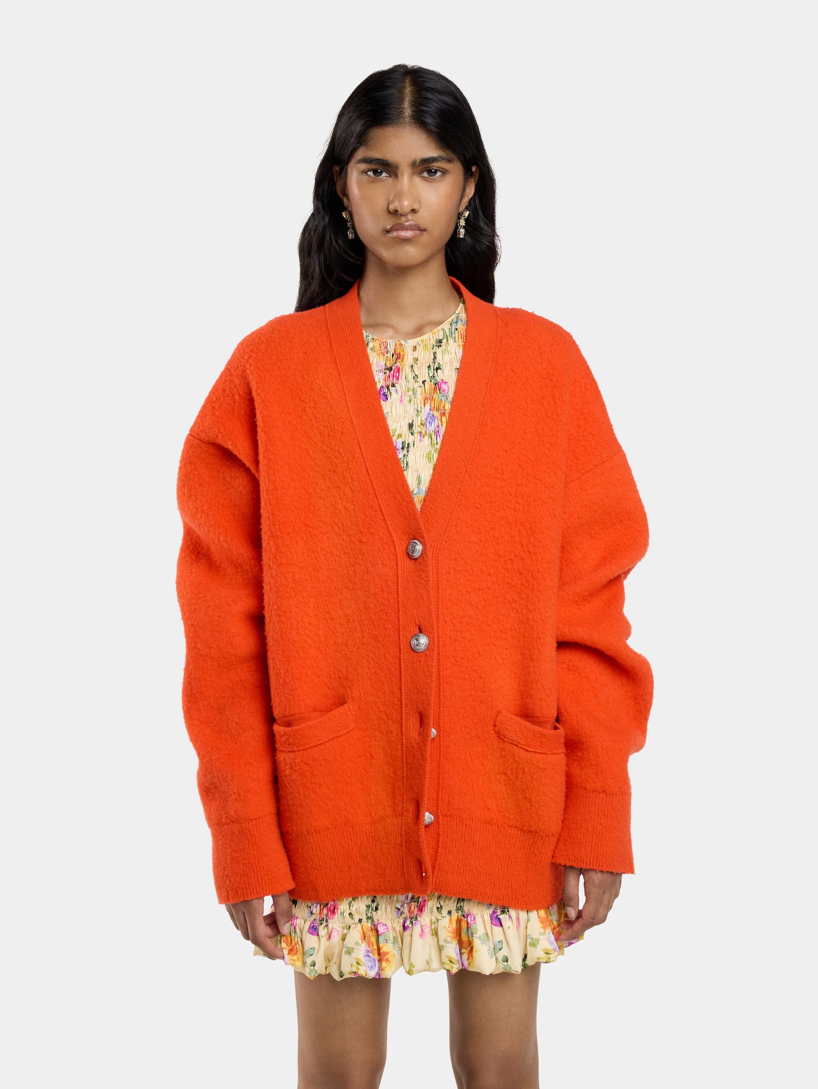 ORANGE OVERSIZED WOOL CARDIGAN - Image 3
