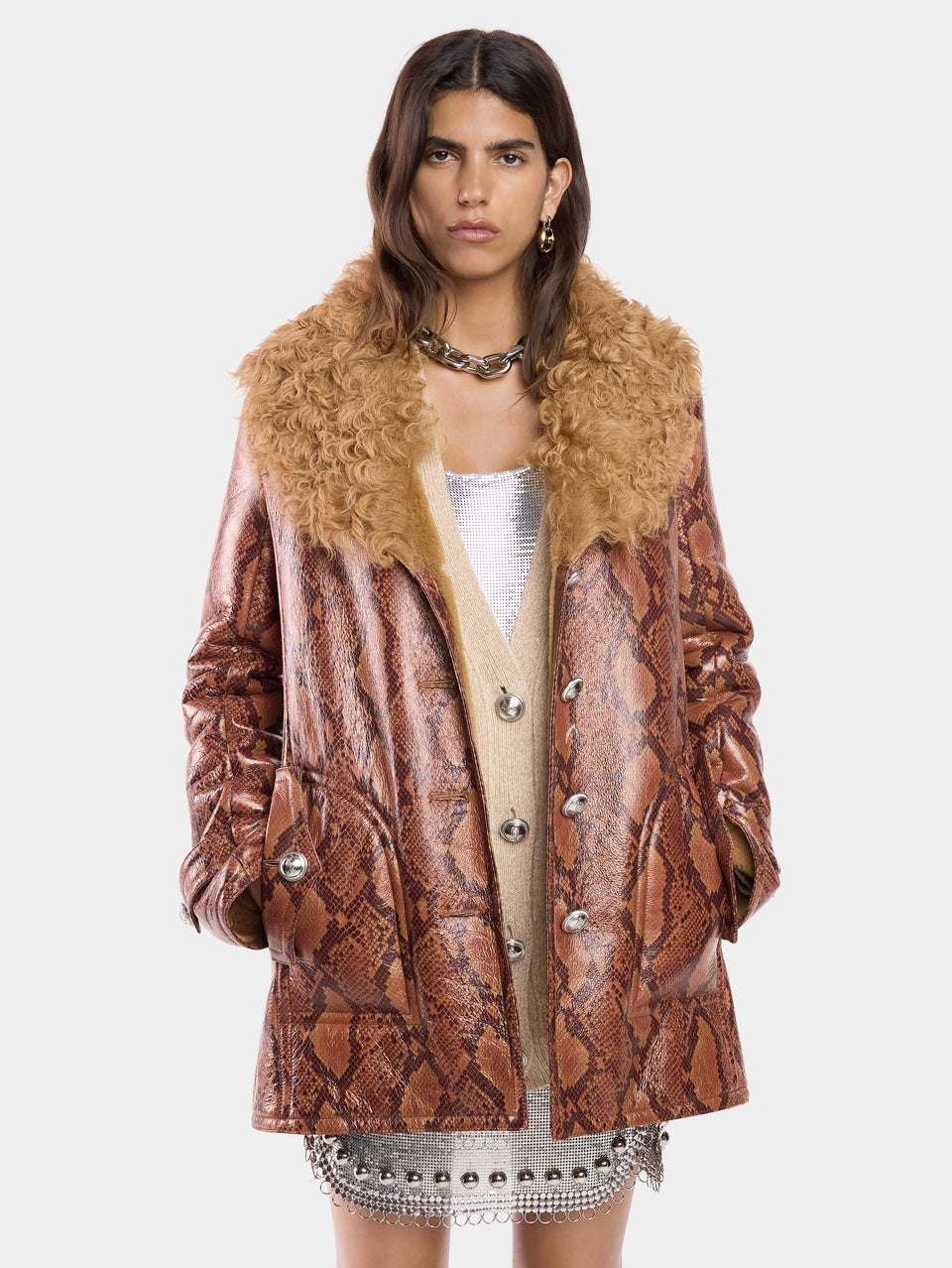 COAT IN PYTHON-FINISH SHEARLING