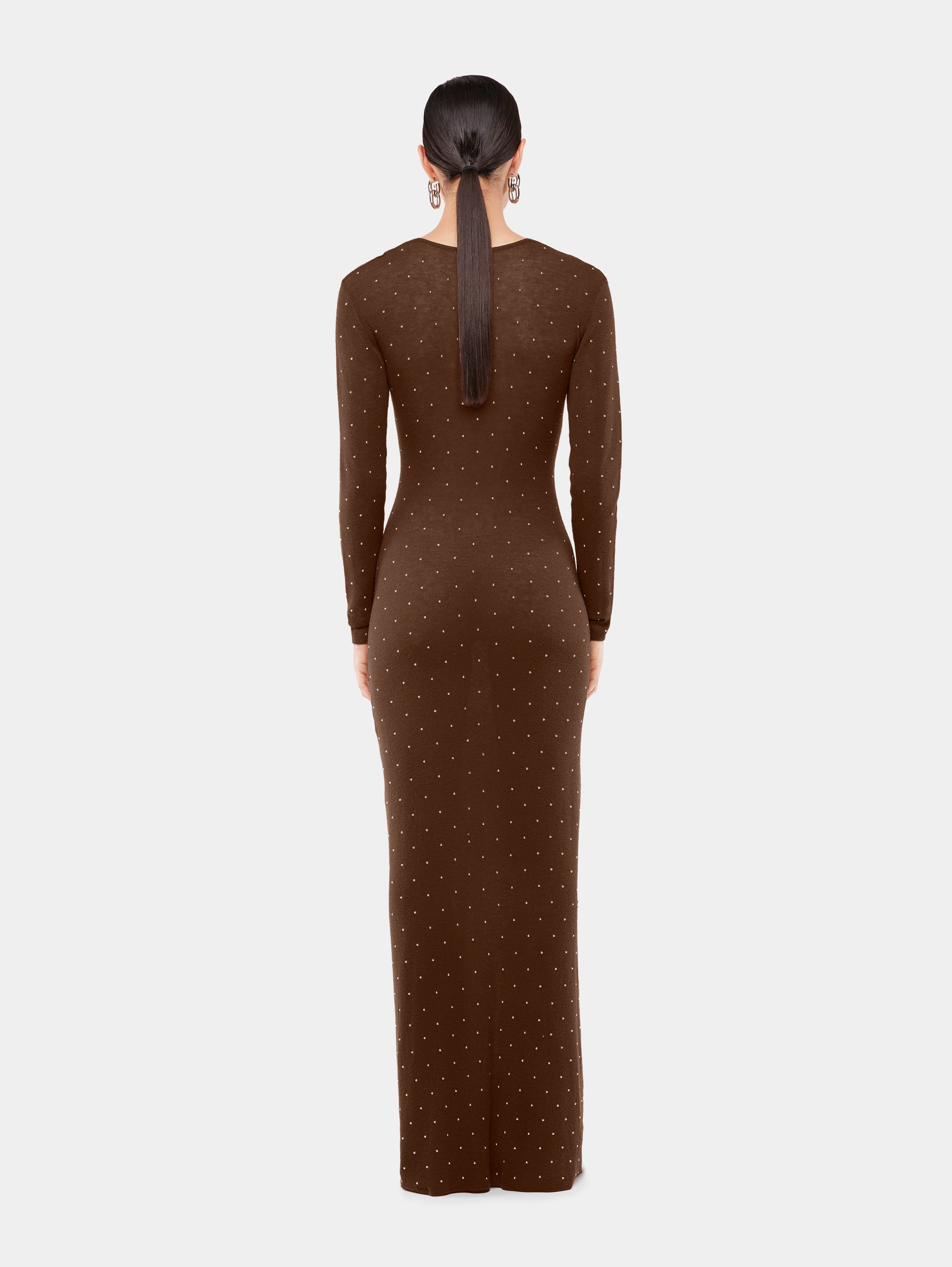 Long second-skin dress in wool