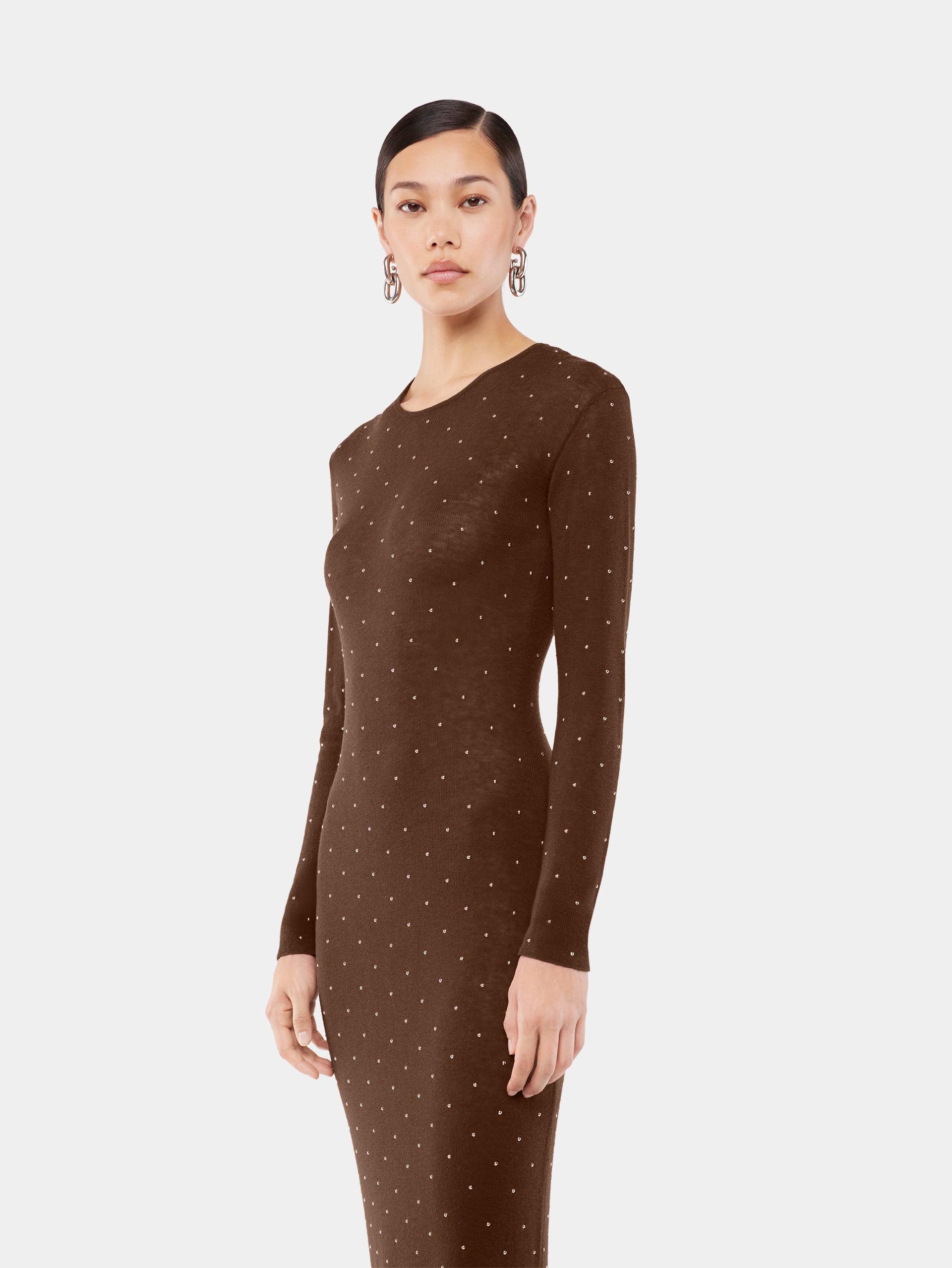 Long second-skin dress in wool