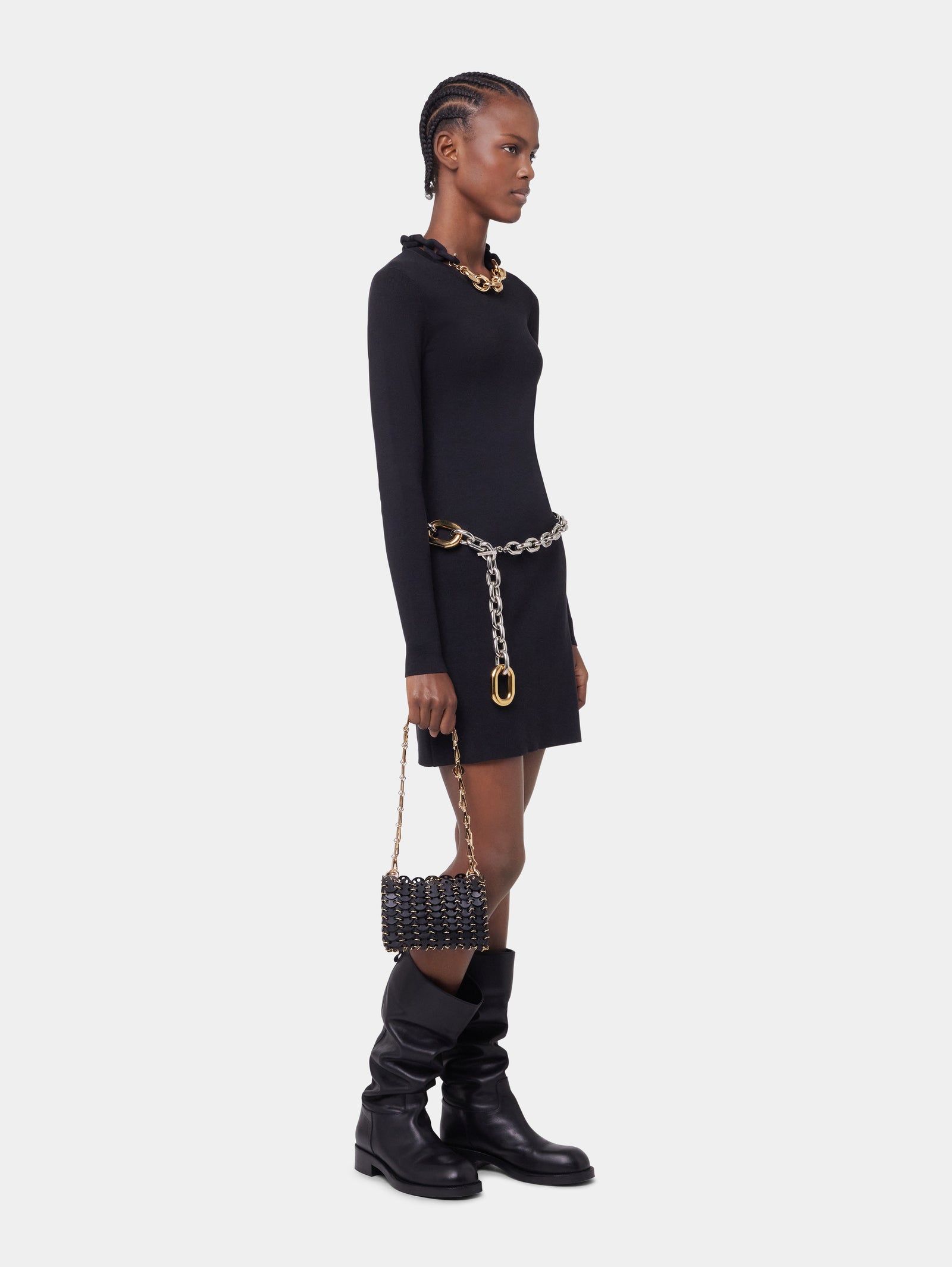 BLACK SHORT KNITTED DRESS position 2 - Image 2