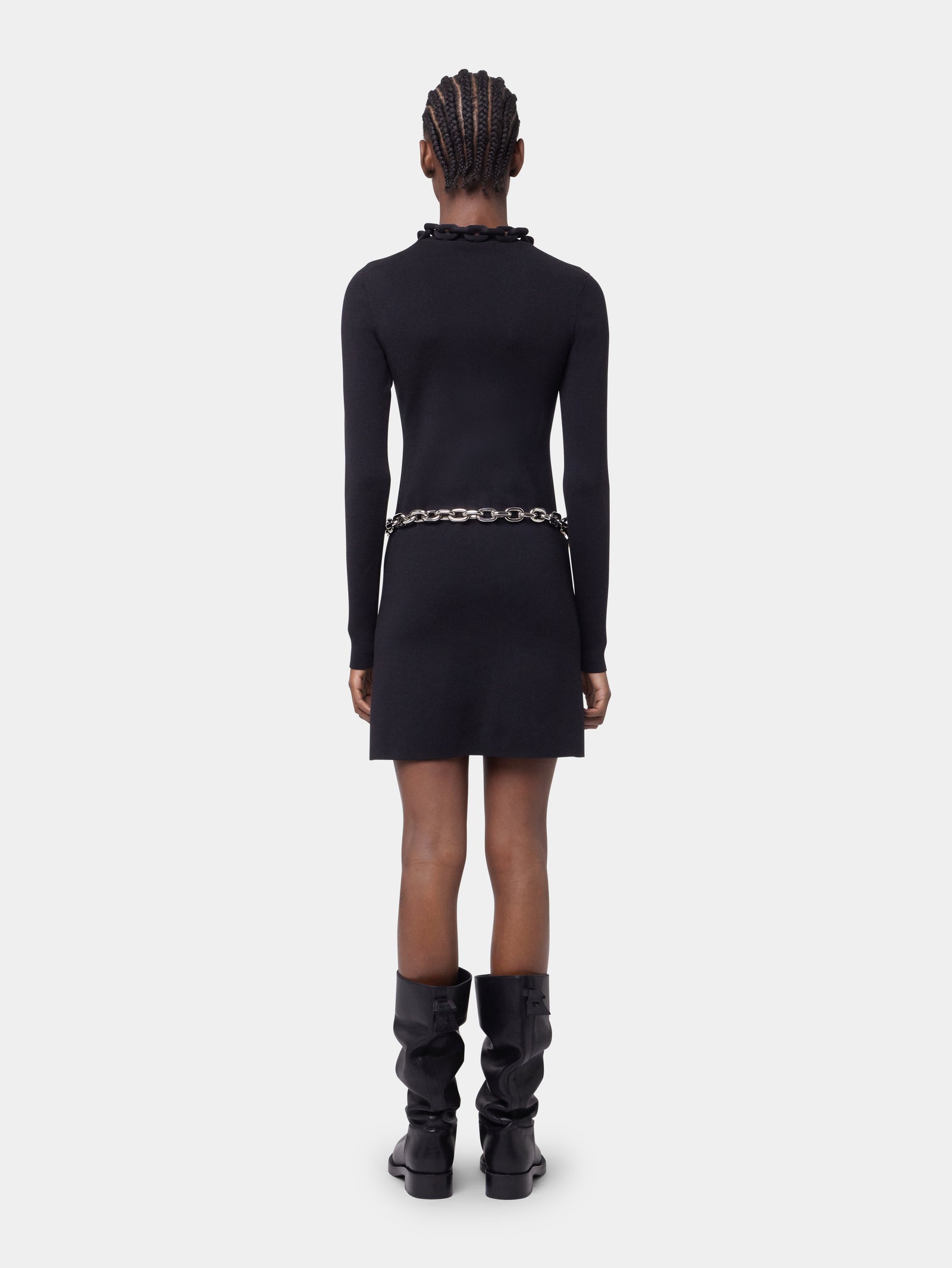 BLACK SHORT KNITTED DRESS position 3 - Image 3