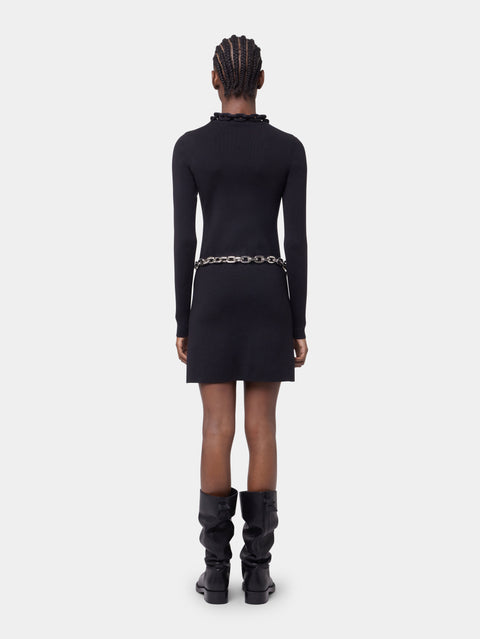 BLACK SHORT KNITTED DRESS