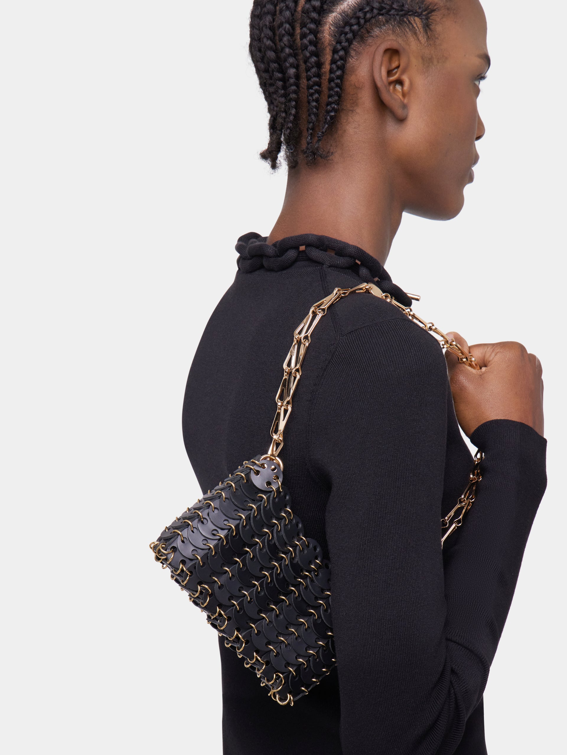 1969 black nano bag in leather – Rabanne - Main Image