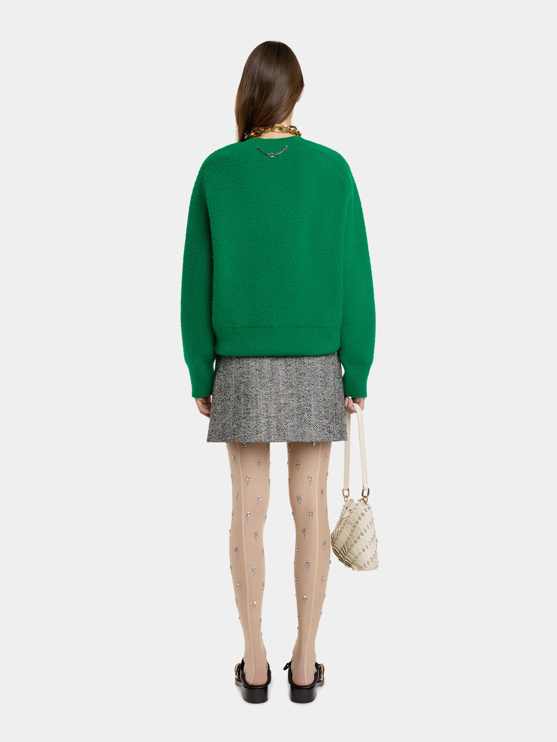 A-LINE MINI SKIRT IN HERRINGBONE WOOL