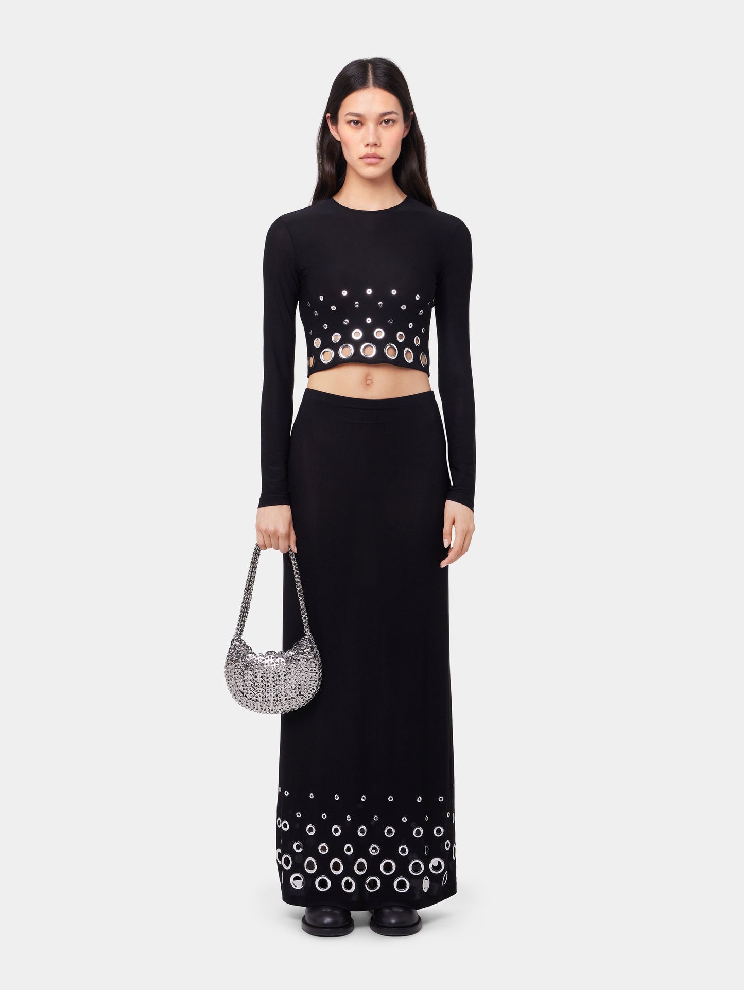 BLACK LONG SKIRT IN JERSEY SECOND-SKIN position 2