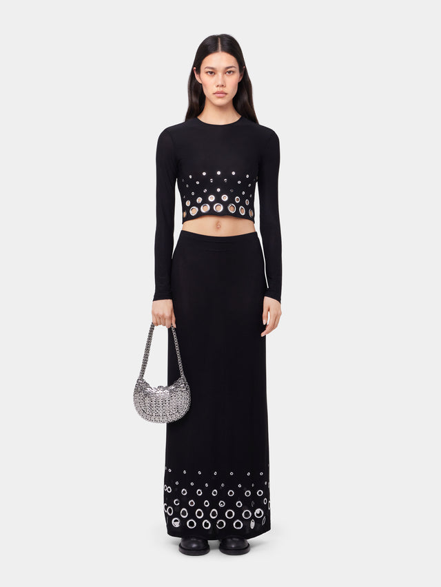 BLACK LONG SKIRT IN JERSEY SECOND-SKIN