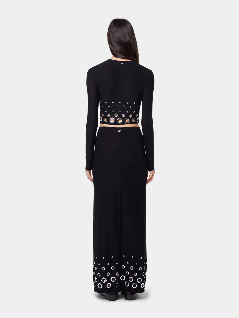 BLACK LONG SKIRT IN JERSEY SECOND-SKIN