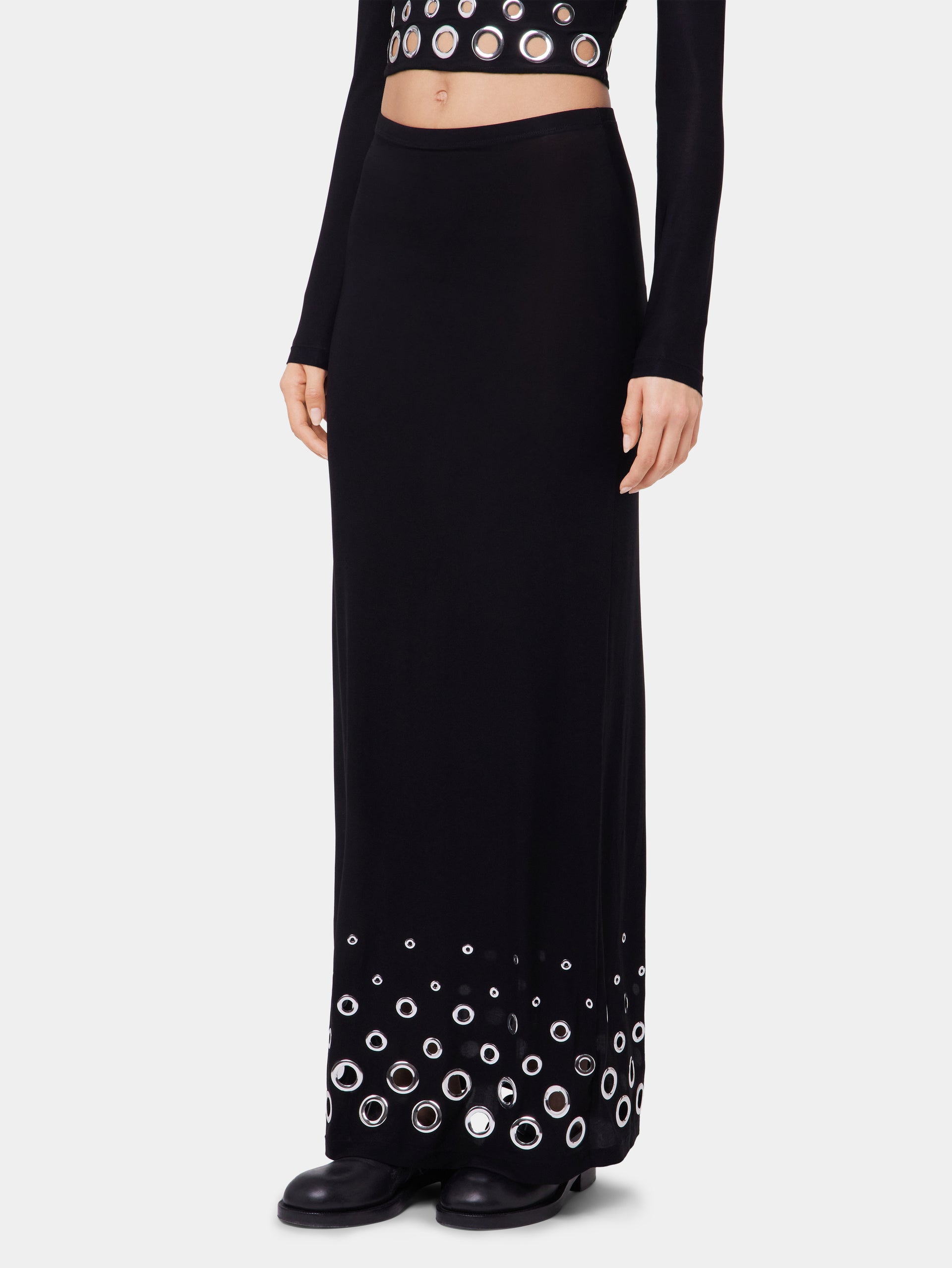 BLACK LONG SKIRT IN JERSEY SECOND-SKIN