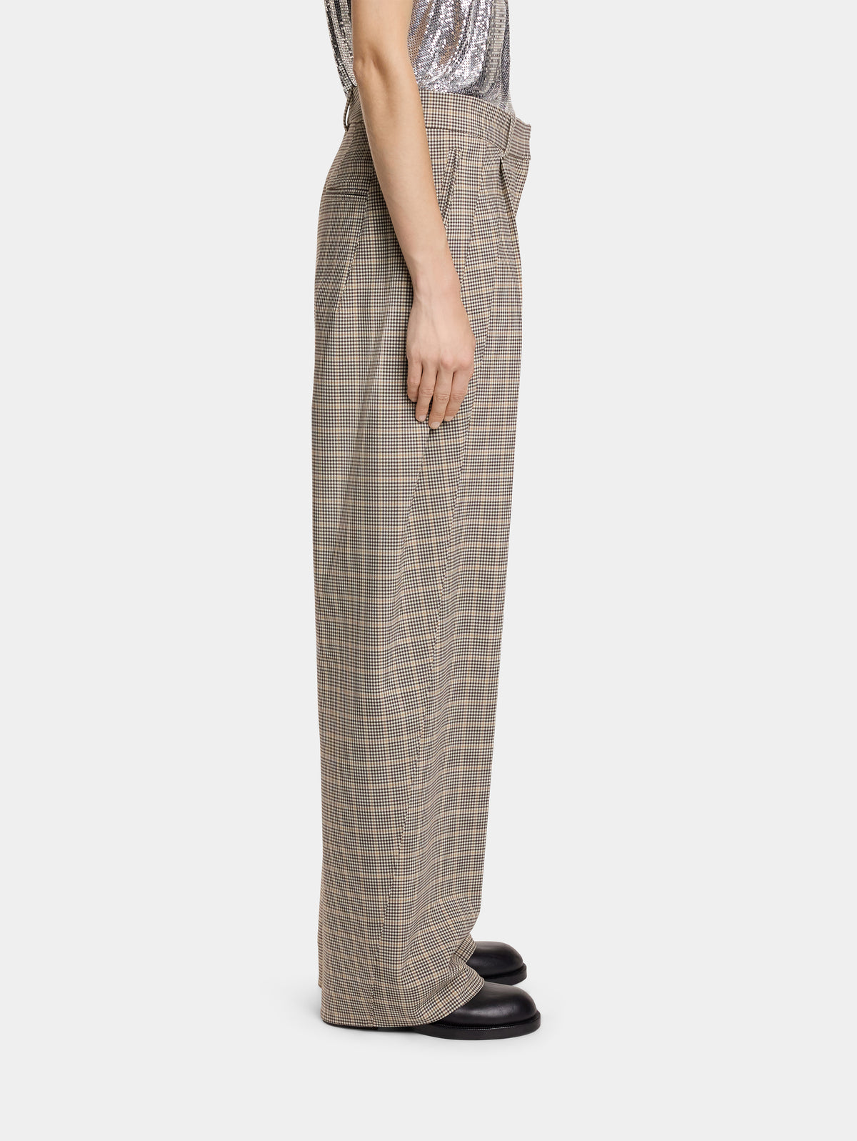 DOUBLE-PLEATED PANTS IN PRINCE OF WALES WOOL