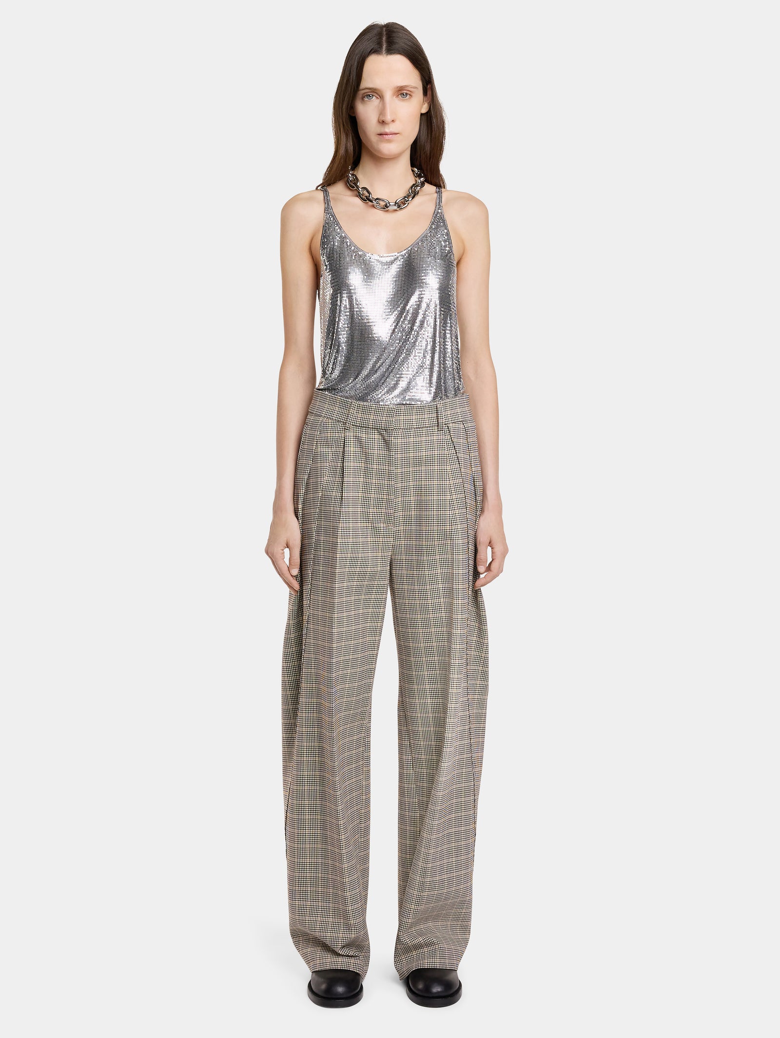 DOUBLE-PLEATED PANTS IN PRINCE OF WALES WOOL - Image 1