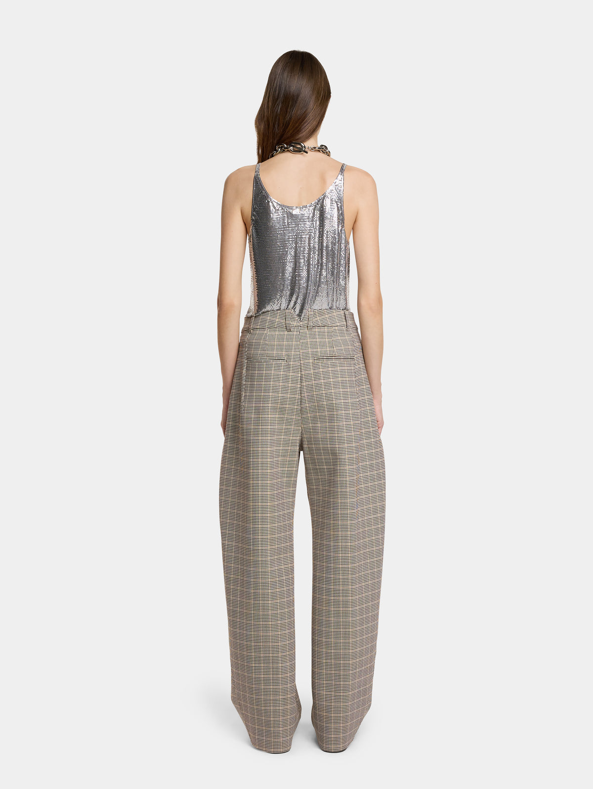 DOUBLE-PLEATED PANTS IN PRINCE OF WALES WOOL