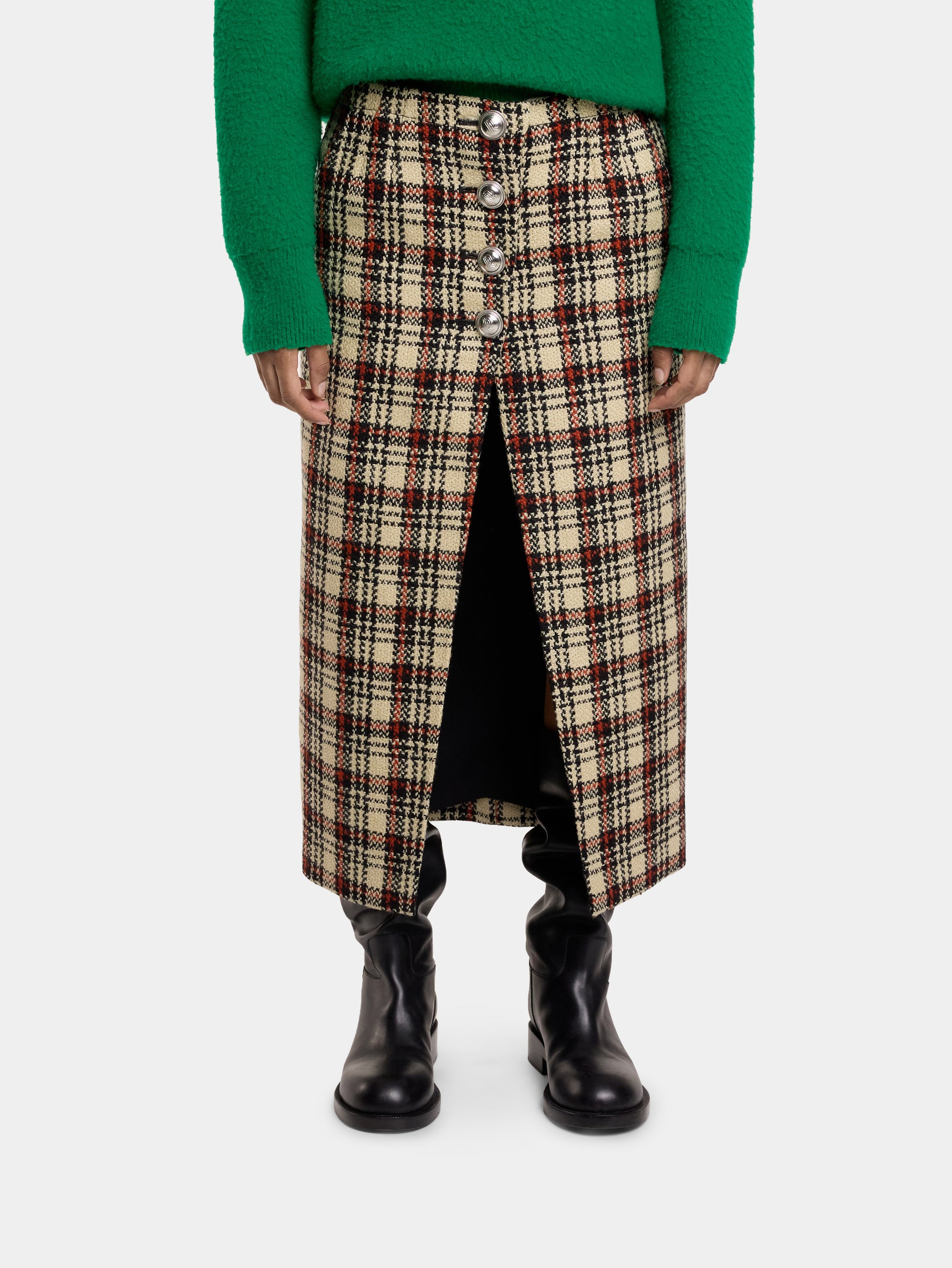 LONG SKIRT IN WOOL TARTAN