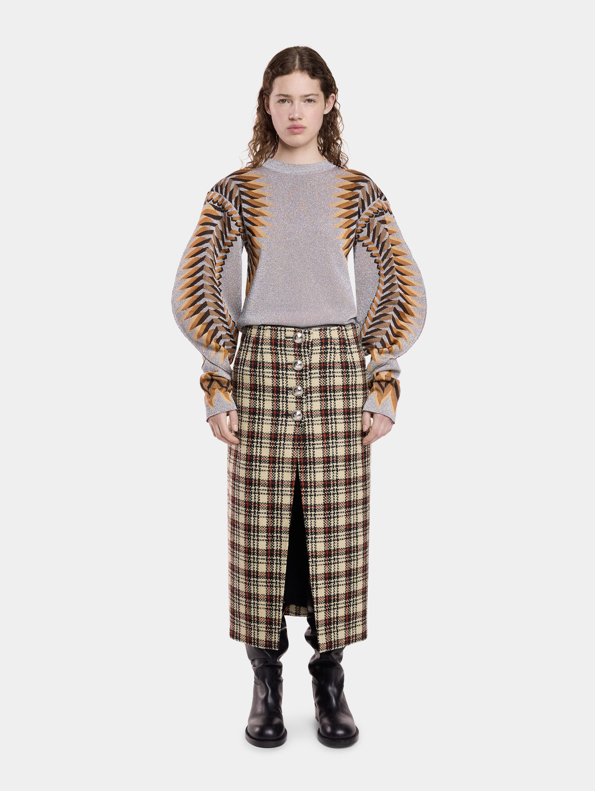LONG-SLEEVE LUREX JACQUARD SWEATER - Image 2