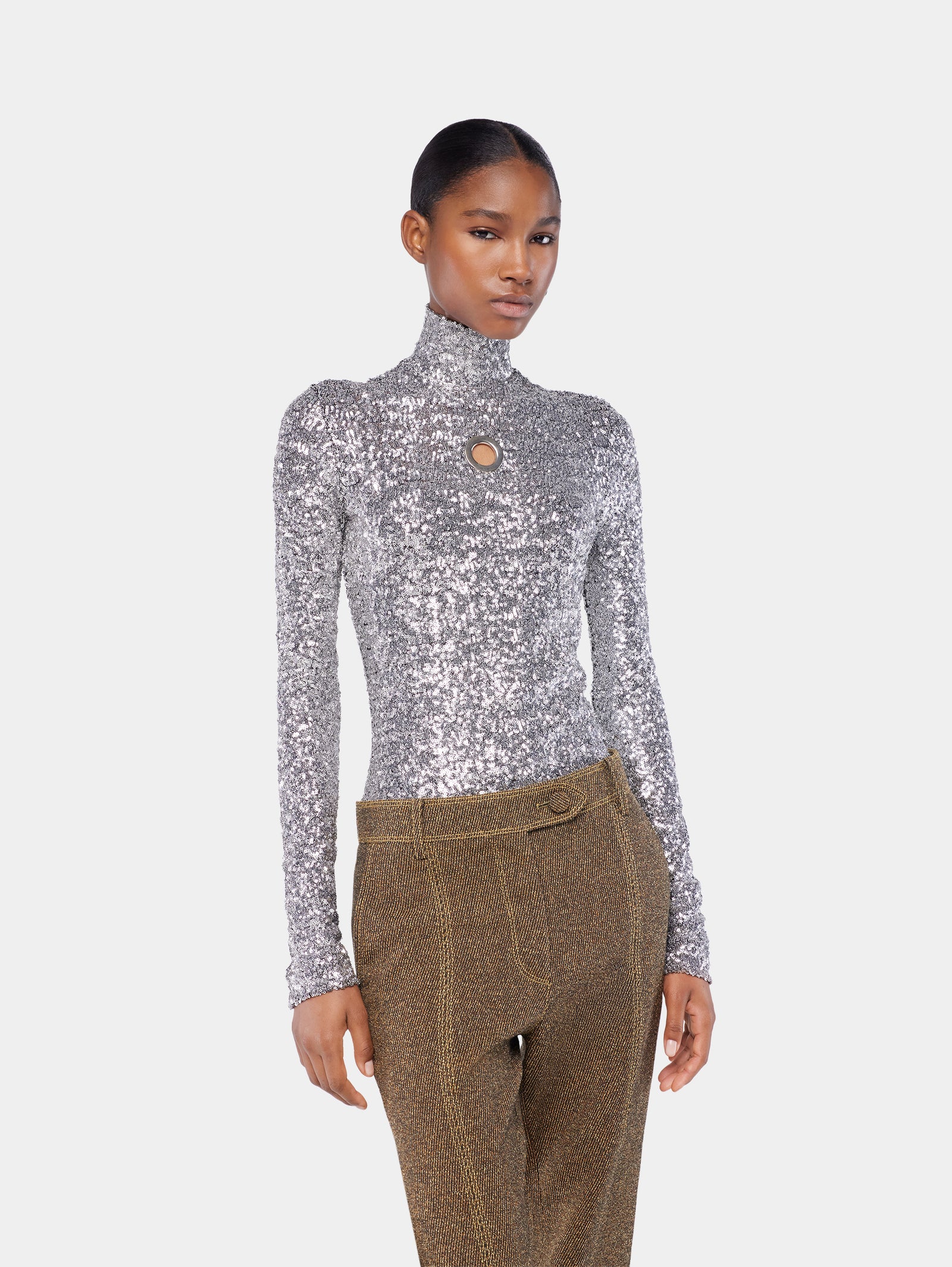 Sequin turtleneck top position 3 - Image 3