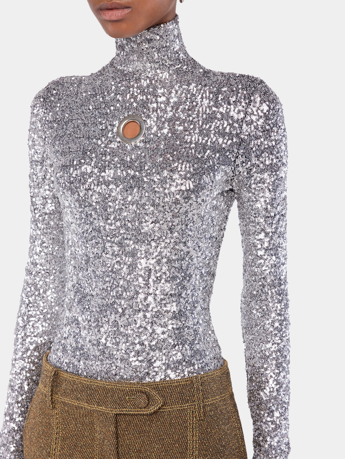 Sequin turtleneck top