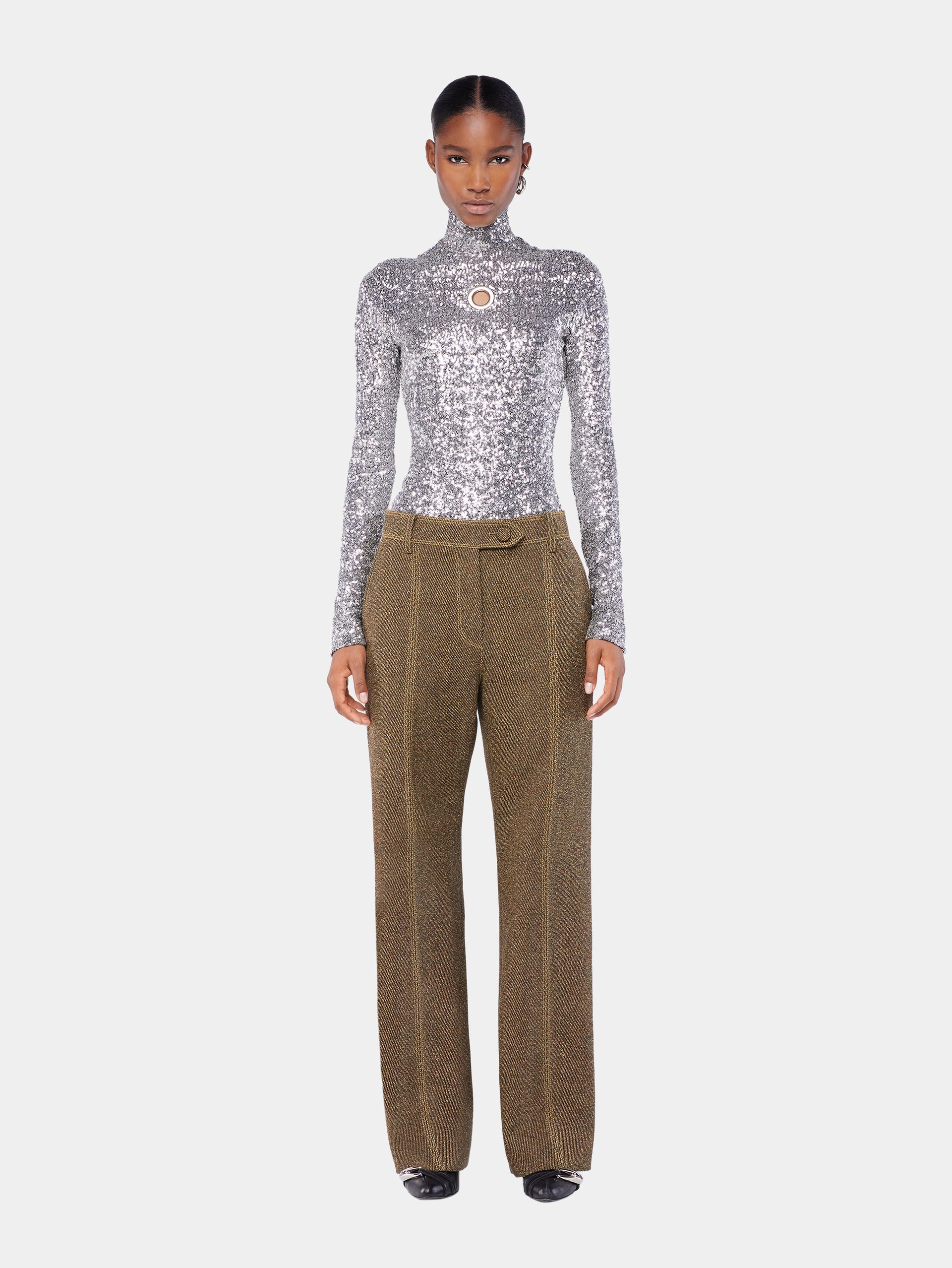 Sequin turtleneck top