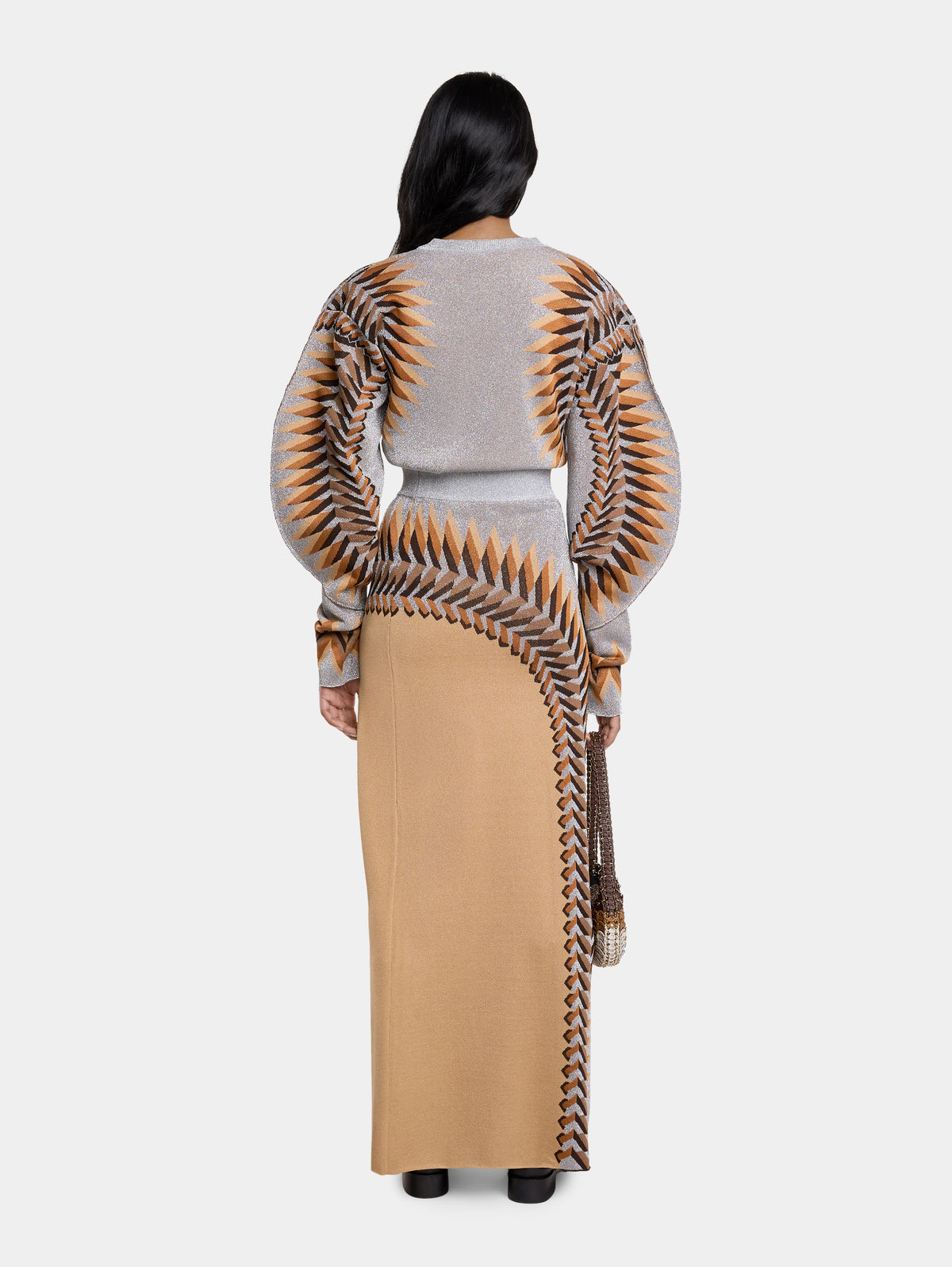 LONG LUREX JACQUARD SKIRT