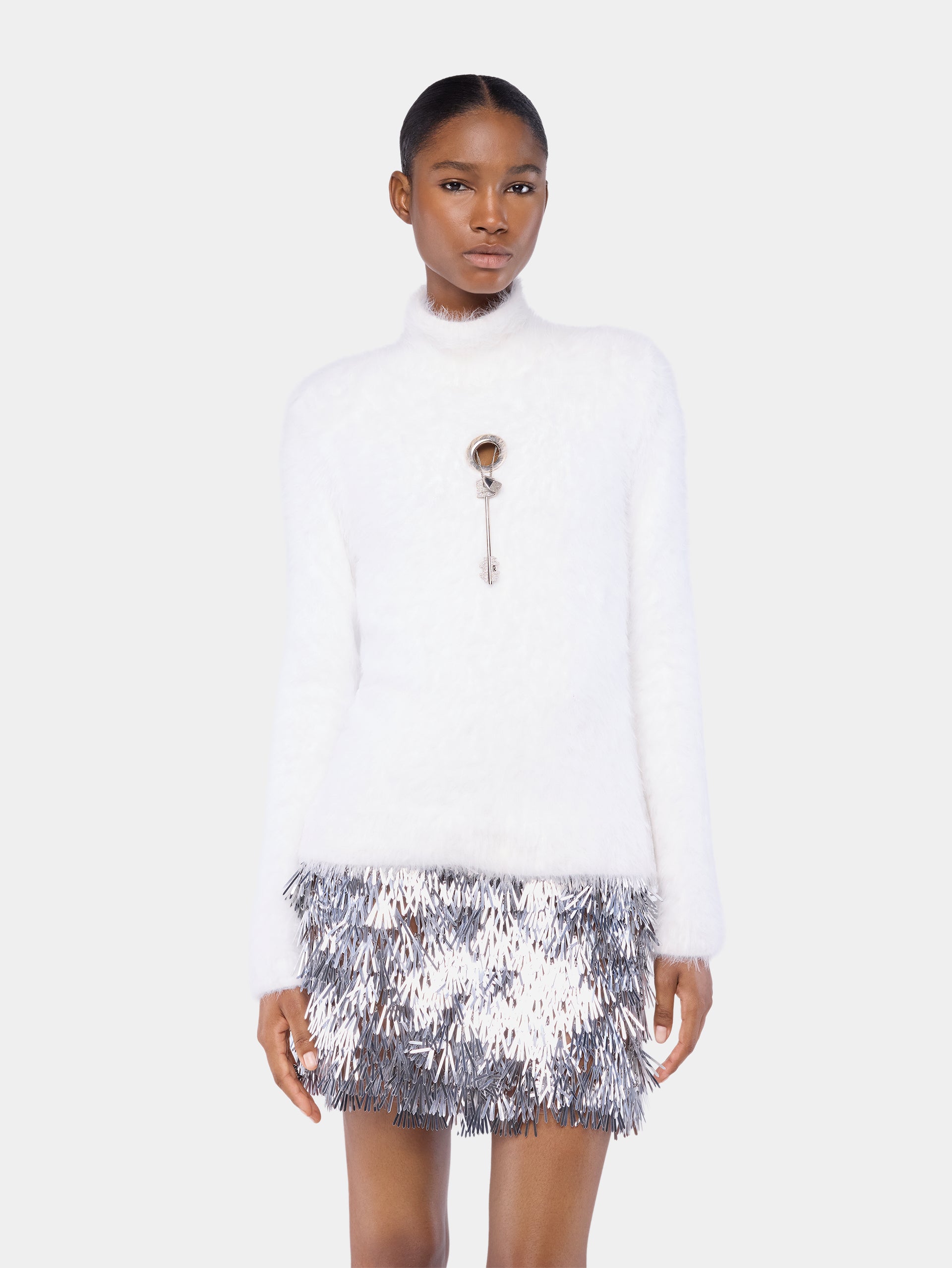 Turtleneck top in brushed knit