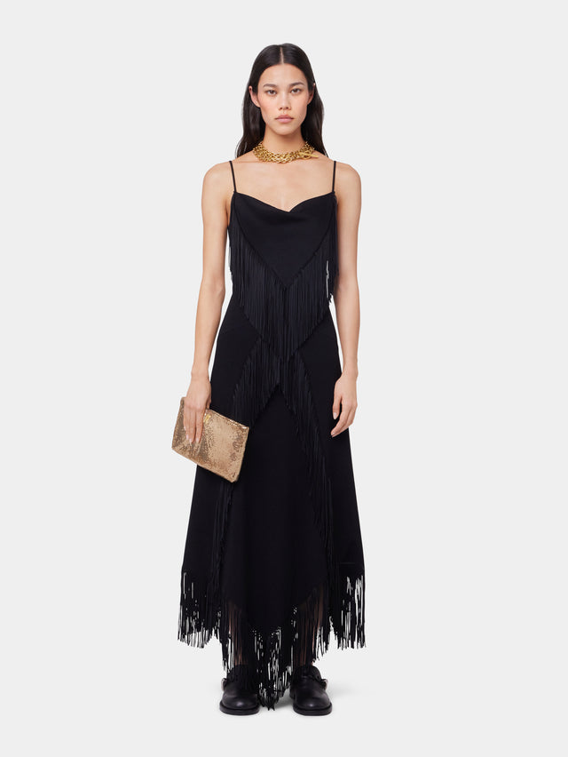 BLACK LONG DRESS IN CREPE