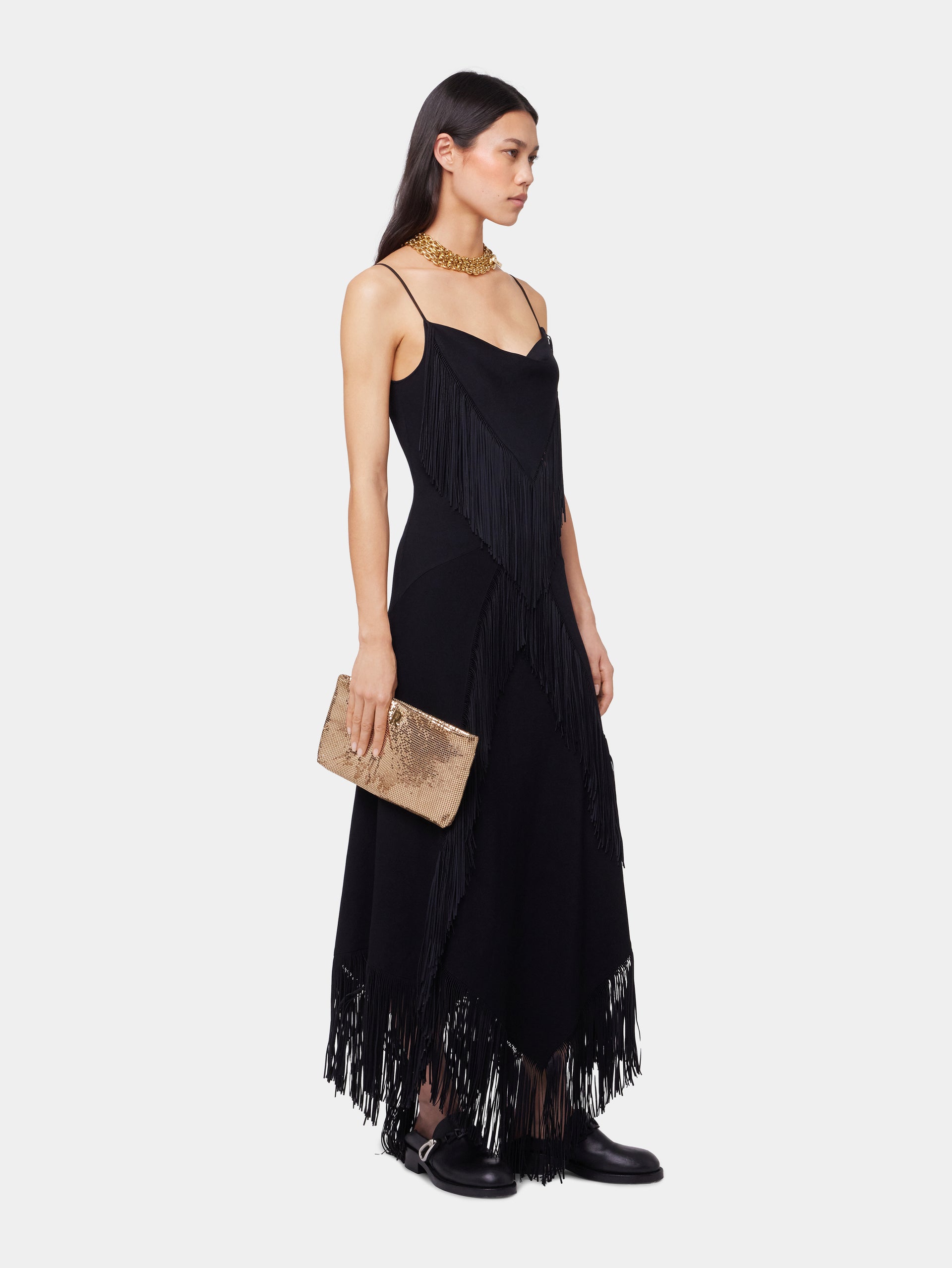 BLACK LONG DRESS IN CREPE