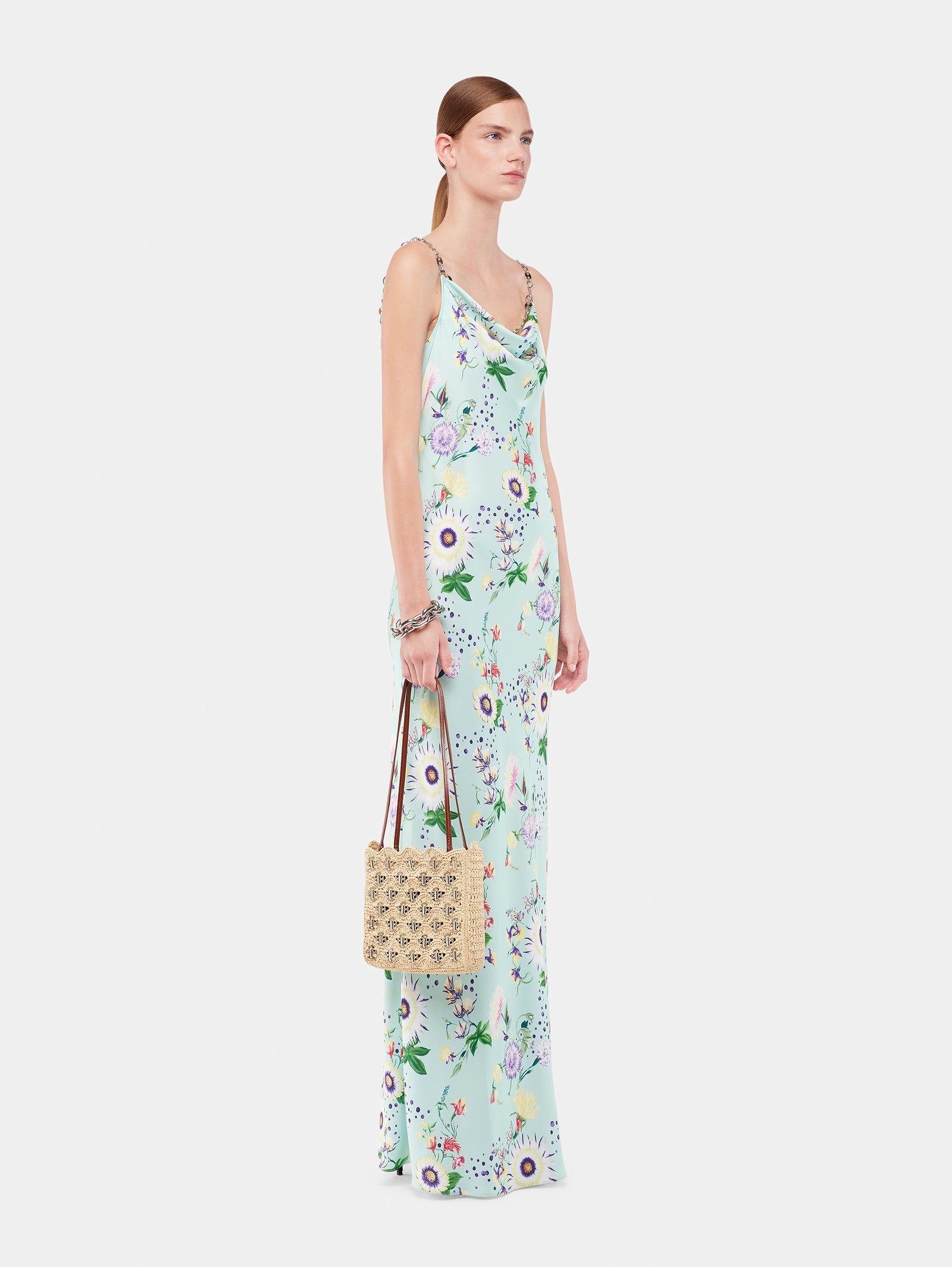 Floral patterned dress with chain details position 3 - Image 3