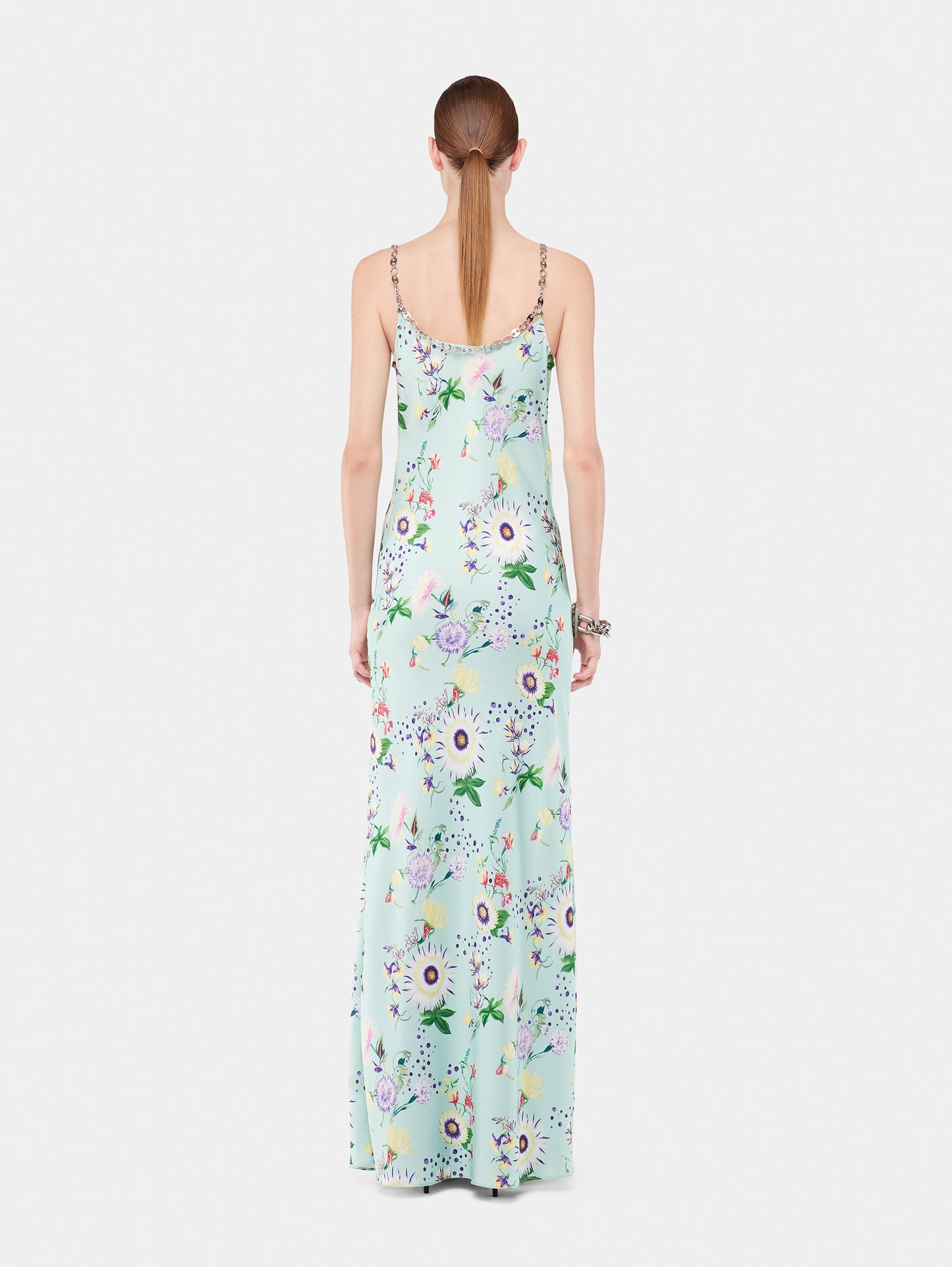 Floral patterned dress with chain details