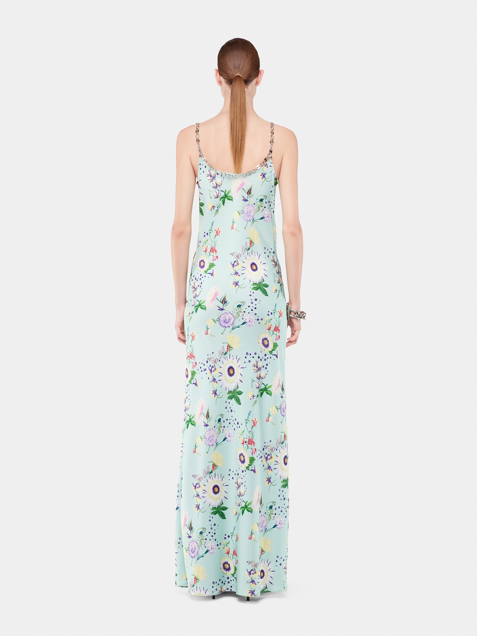 Floral patterned dress with chain details
