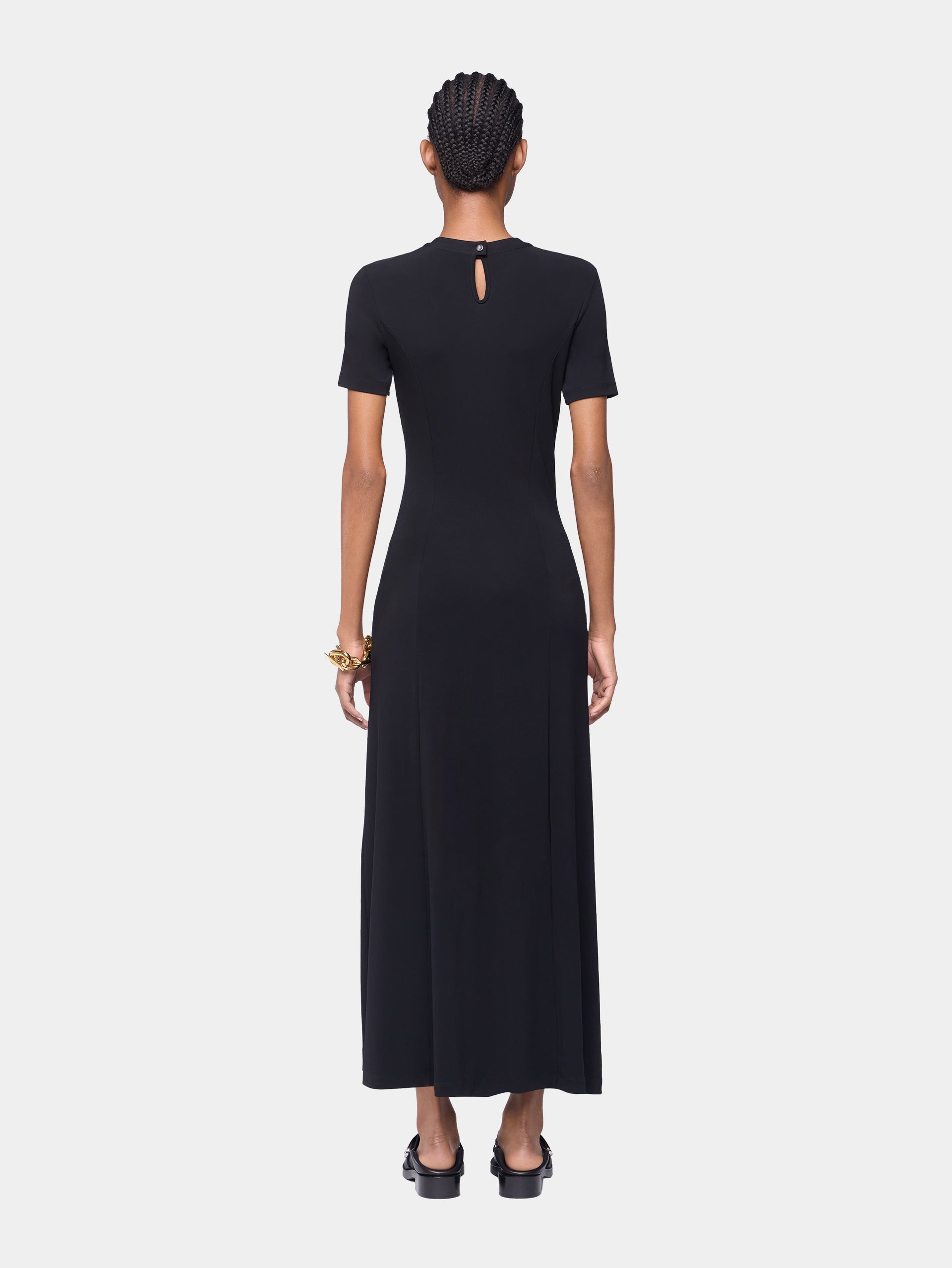 rabanne draped short sleeve dress Short Sleeve Long Drape Pression Midi Dress