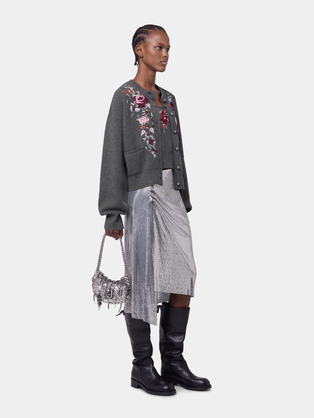 GREY CARDIGAN IN WOOL AND CASHMERE position 4