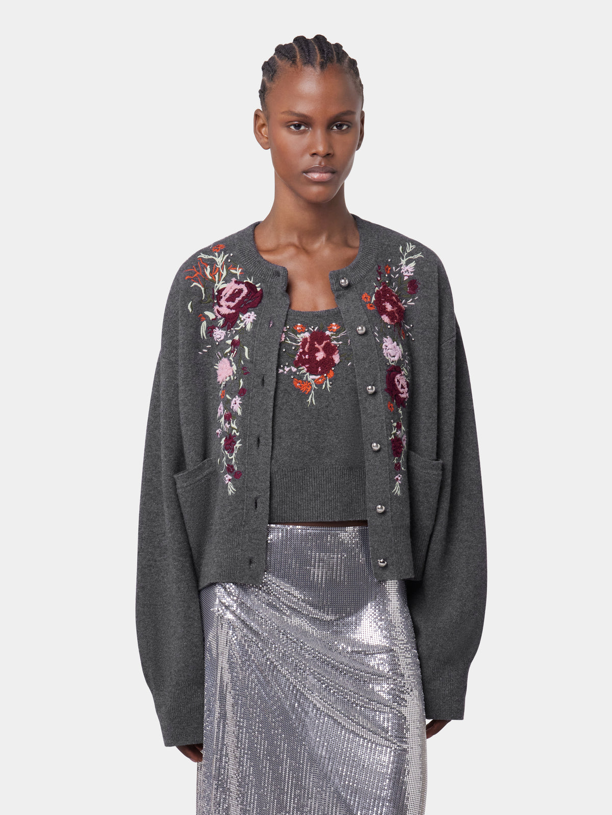 GREY CARDIGAN IN WOOL AND CASHMERE position 2