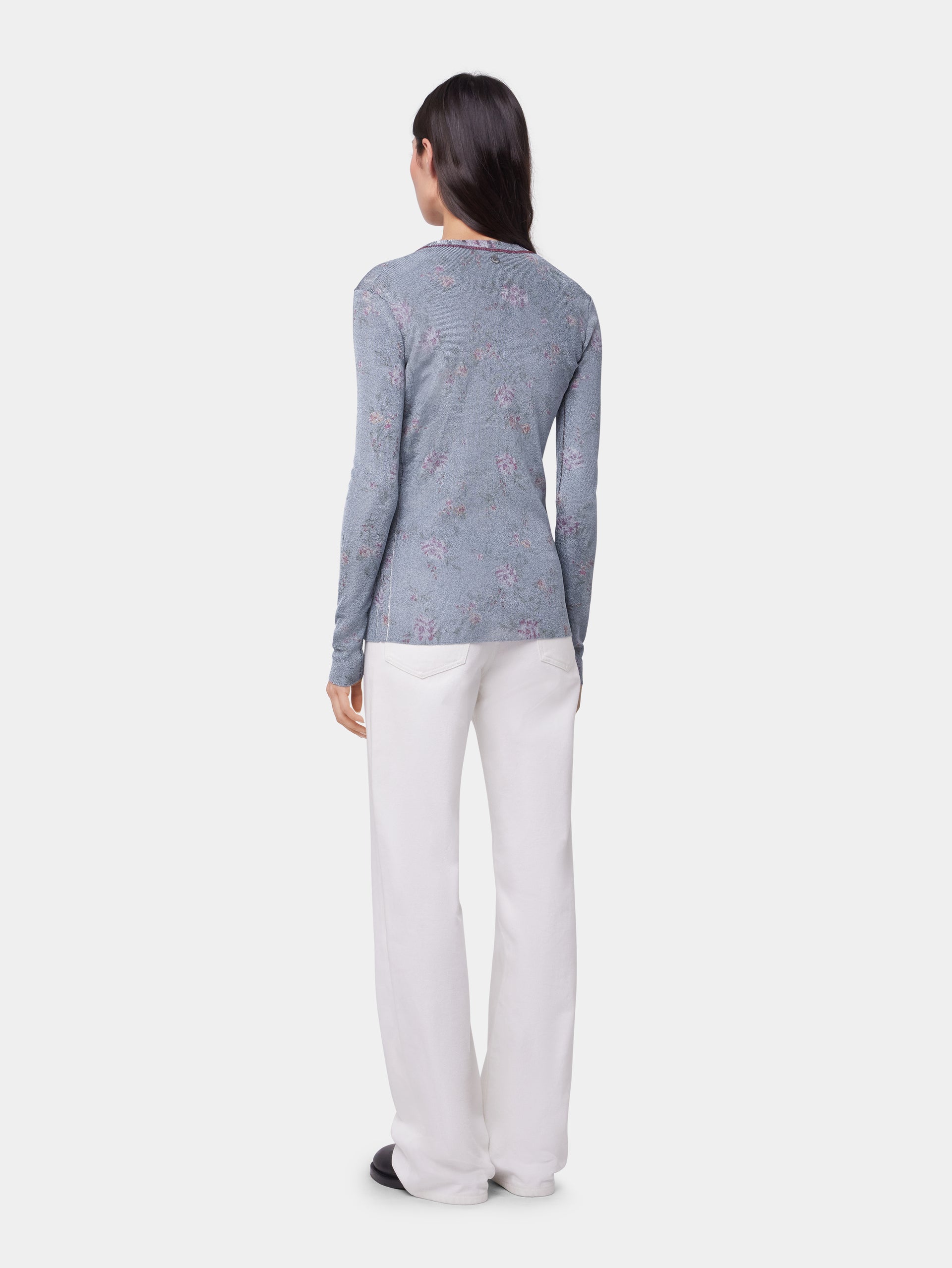 BLUE LONG-SLEEVED CARDIGAN IN LUREX VISCOSE KNIT