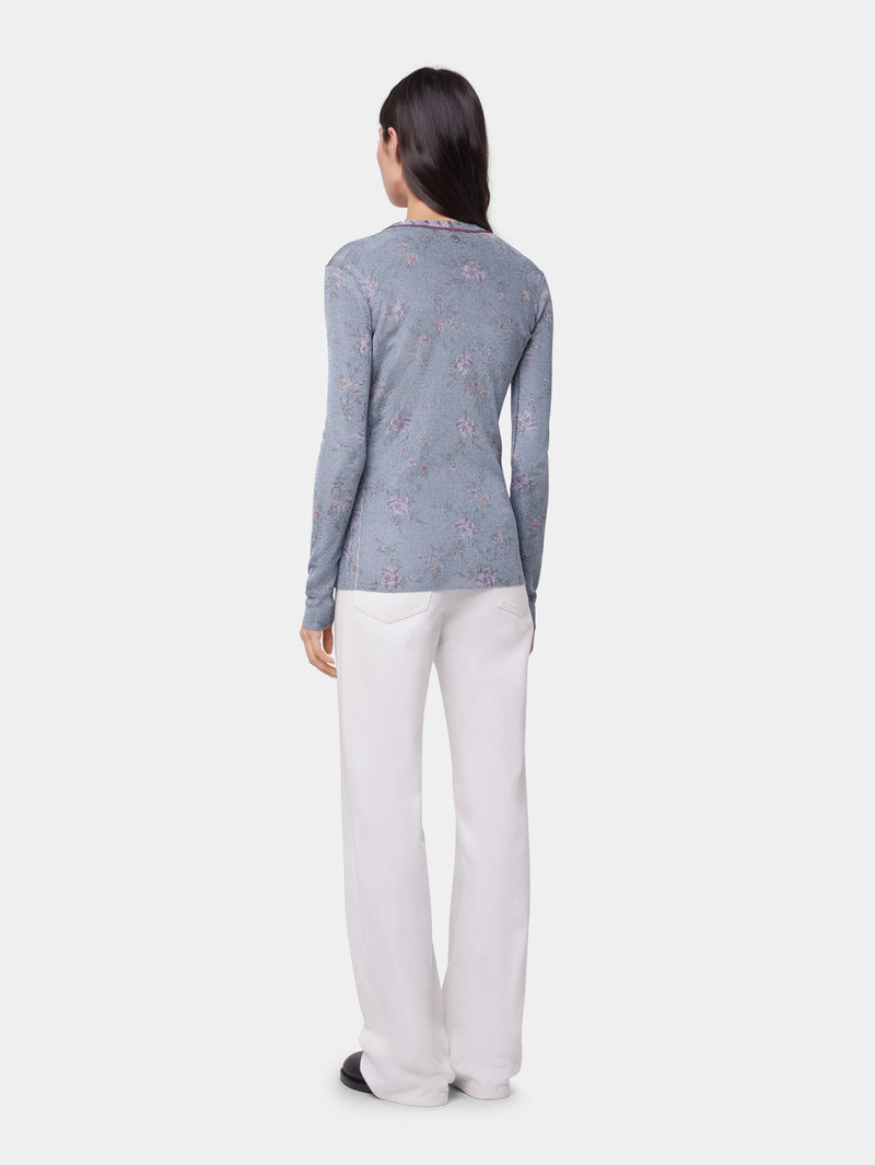 BLUE LONG-SLEEVED CARDIGAN IN LUREX VISCOSE KNIT