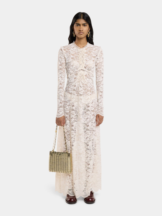IVORY LONG DRESS IN LACE