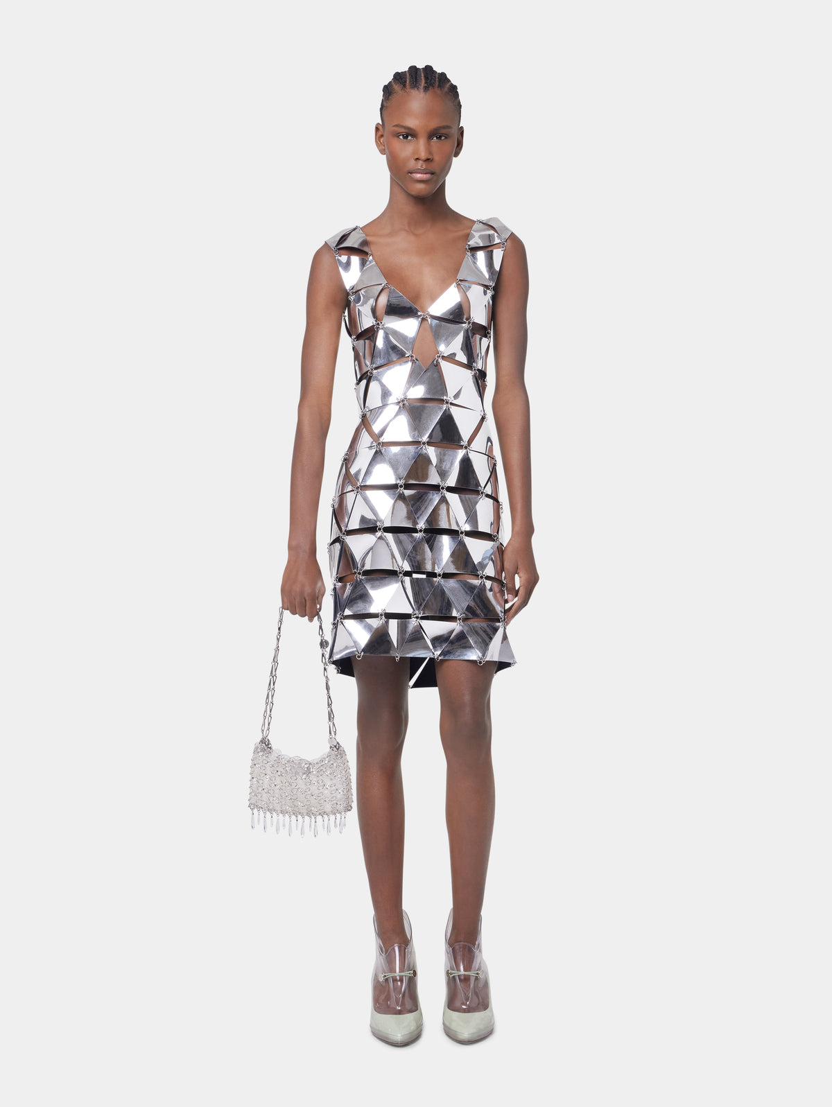 SILVER SHORT DRESS IN ASSEMBLY position 2