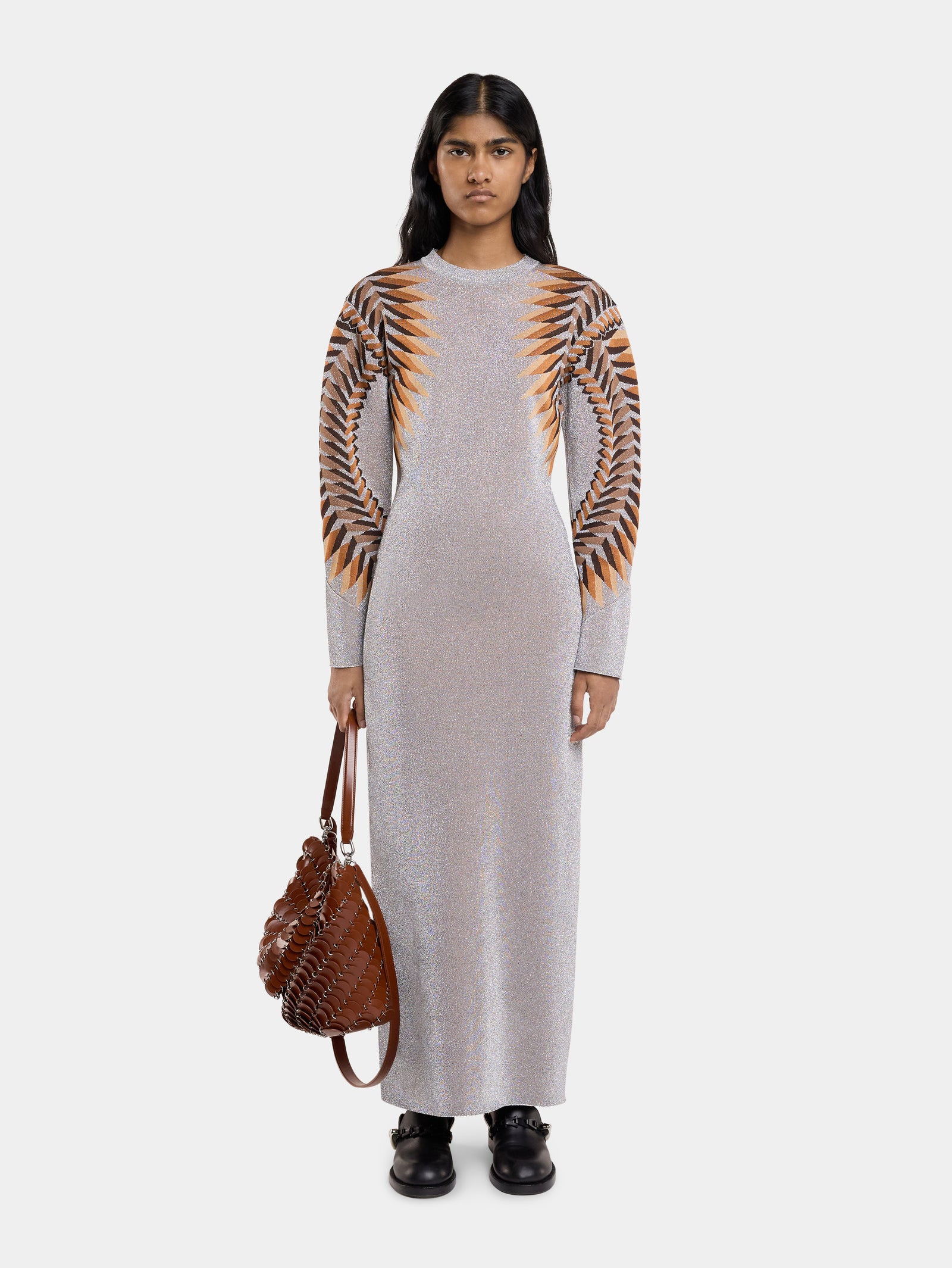LONG LUREX JACQUARD DRESS - Image 1