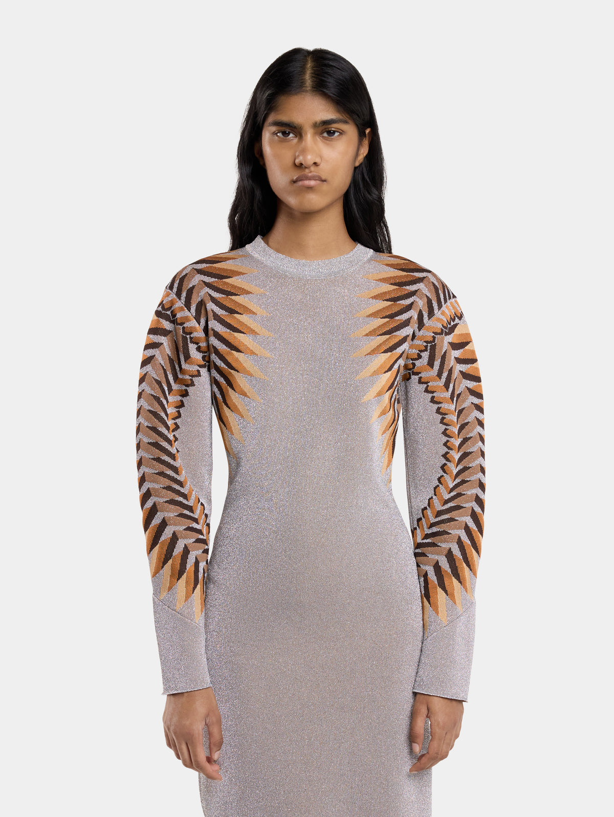 LONG LUREX JACQUARD DRESS - Image 2