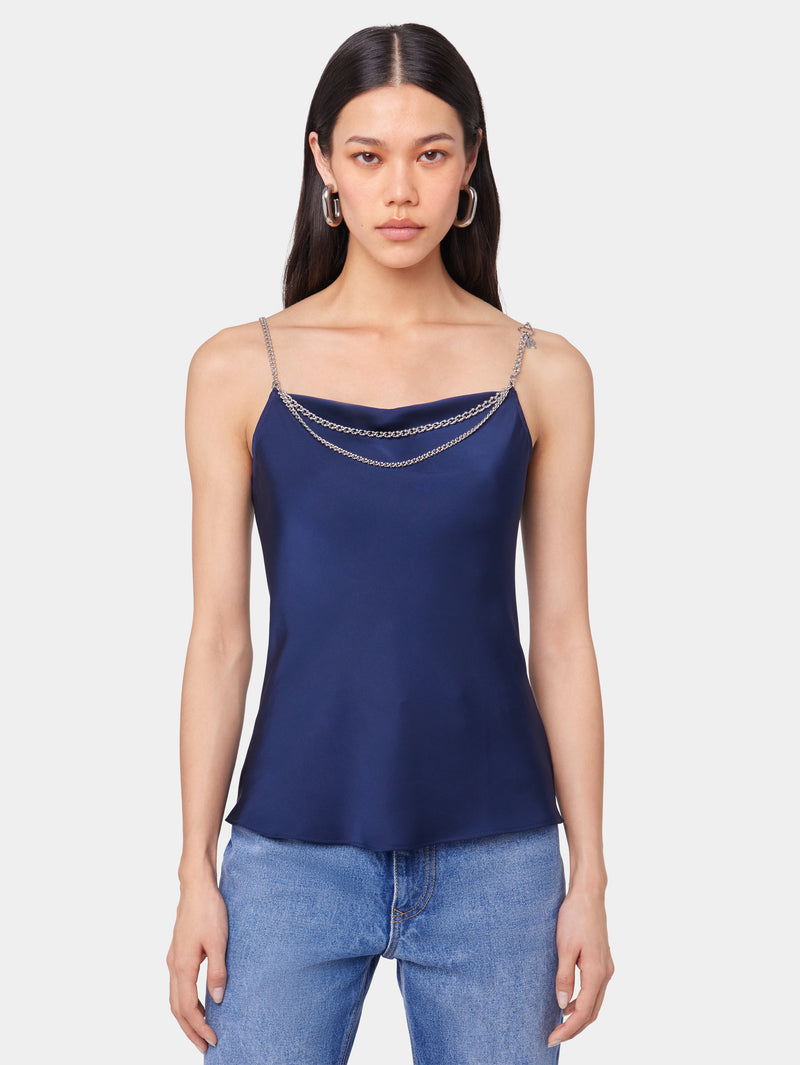 BLUE NAVY TANK TOP IN SATIN