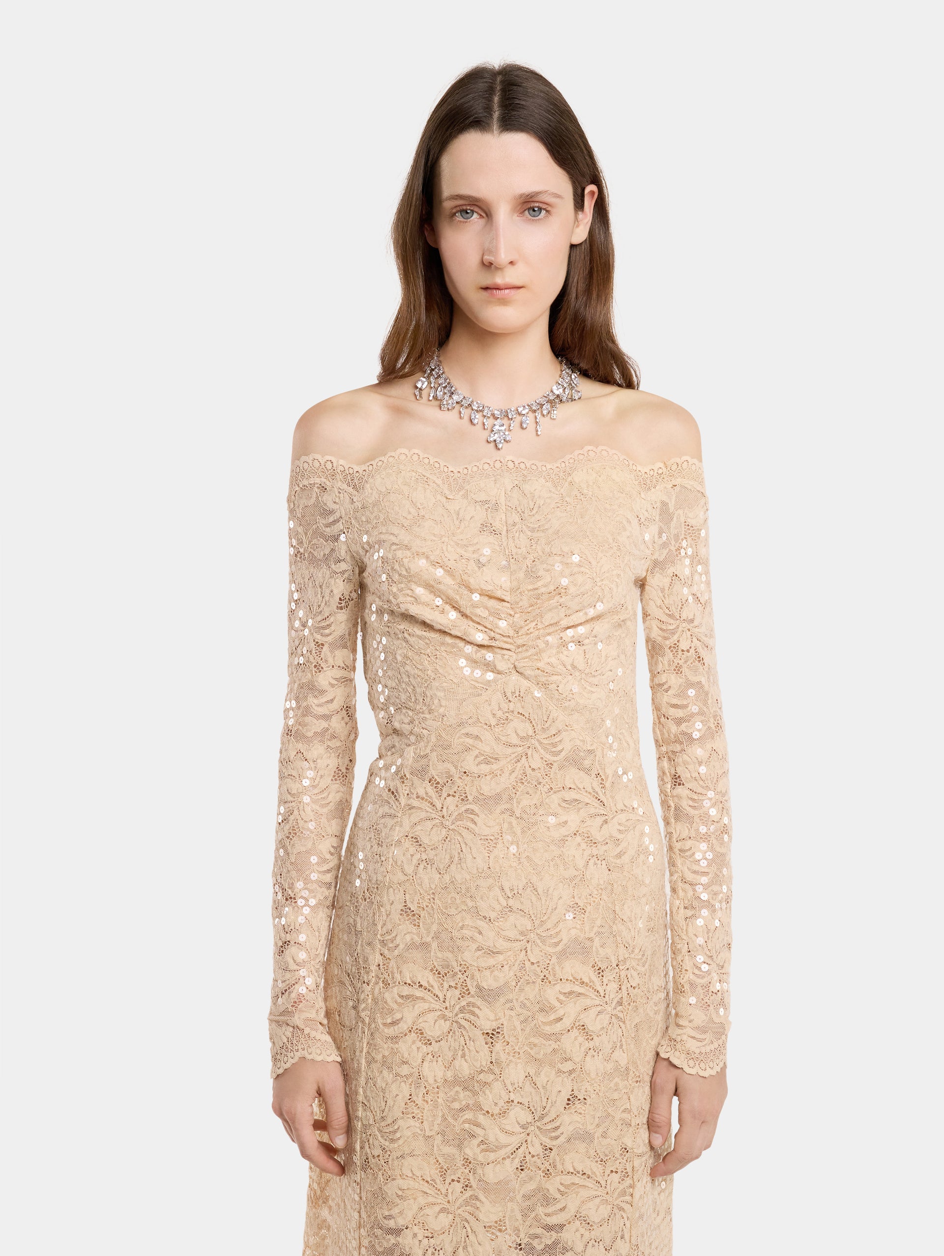 LONG DRESS IN SEQUIN-EMBROIDERED LACE