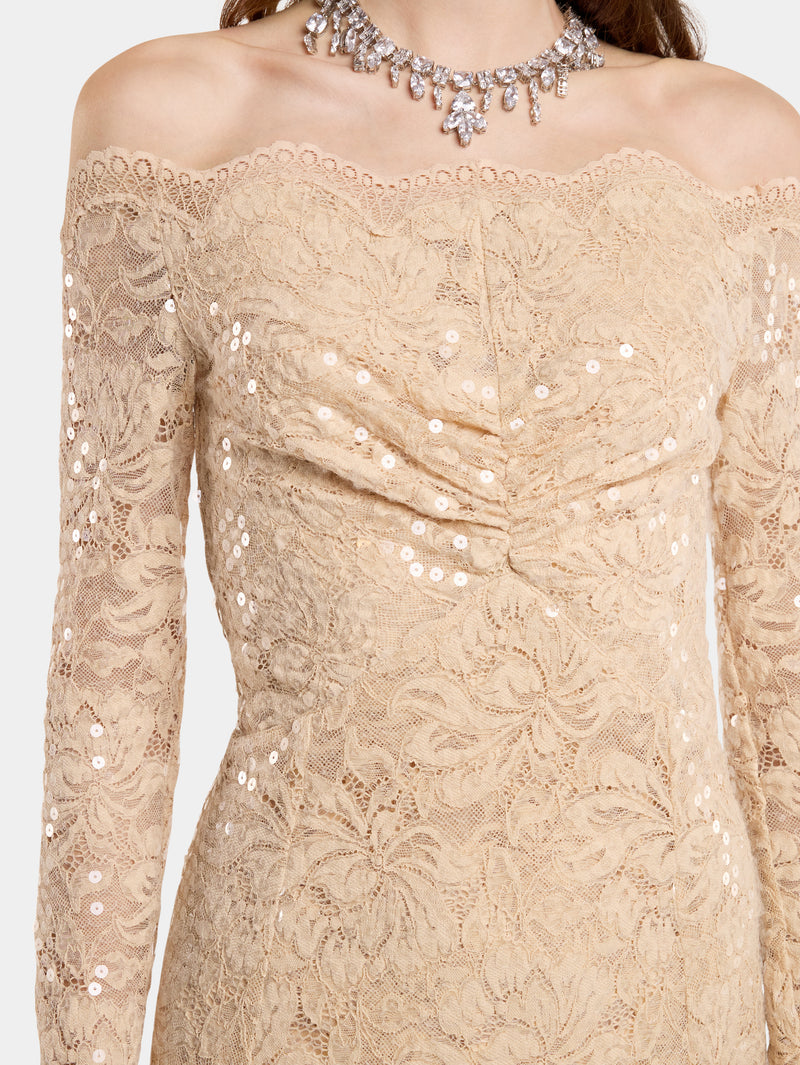 LONG DRESS IN SEQUIN-EMBROIDERED LACE