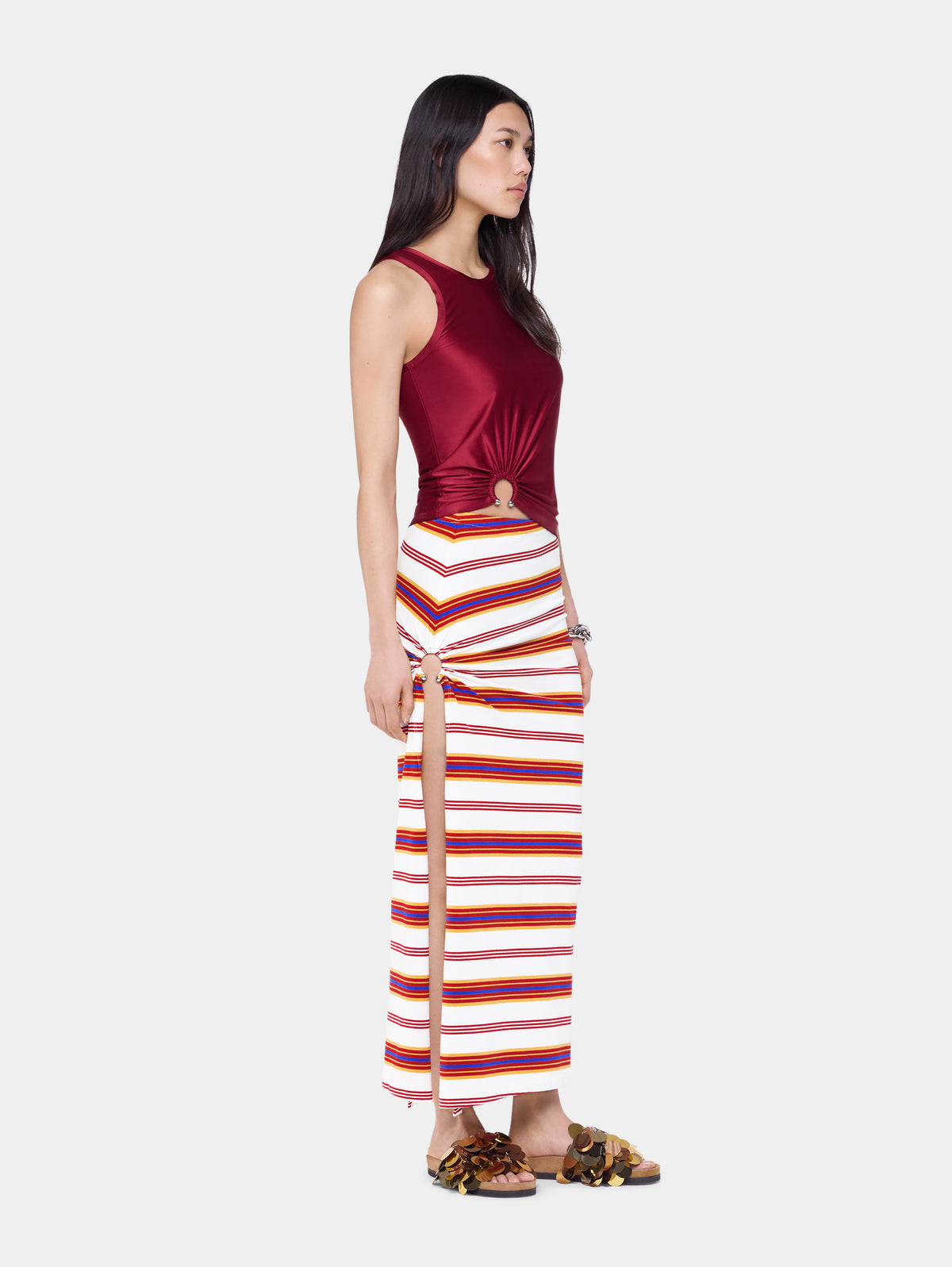 Draped long skirt in jersey position 3 - Image 3