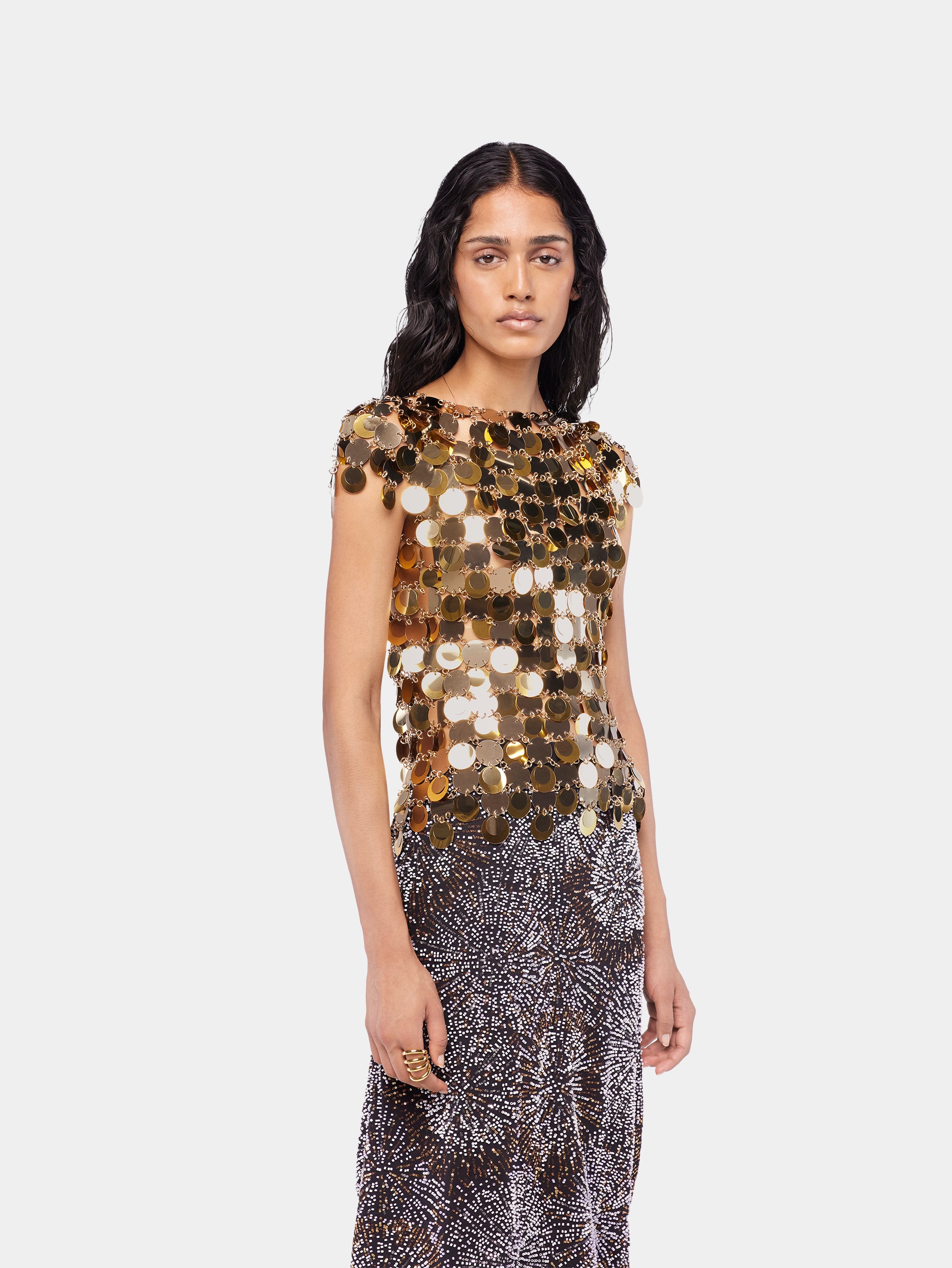 The gold Sparkle disc top – Rabanne