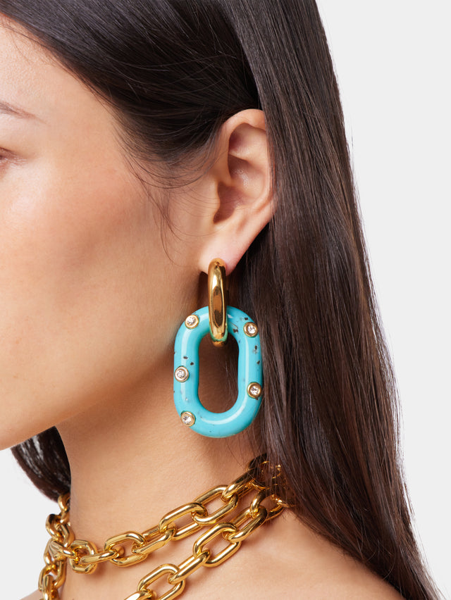 BLUE XL LINK OVERSIZED PALM SPRING EARRINGS