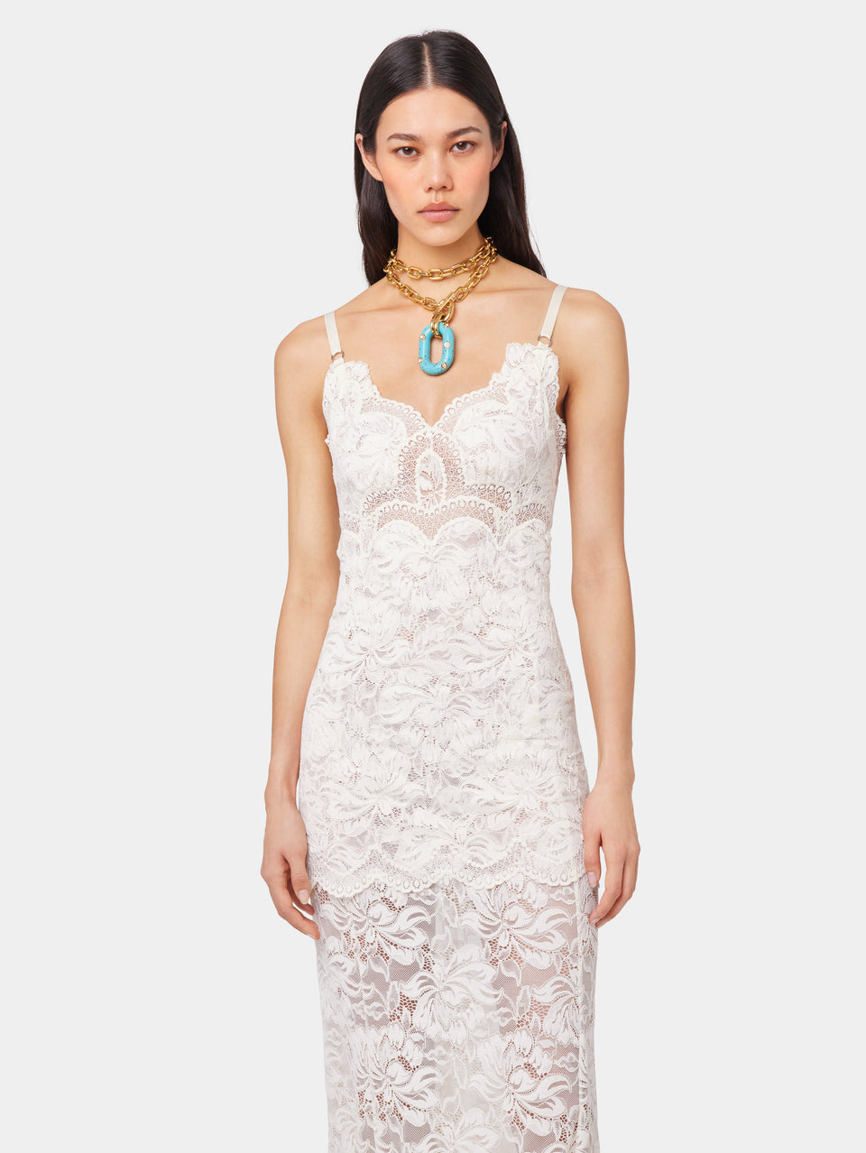 IVORY LONG DRESS IN LACE